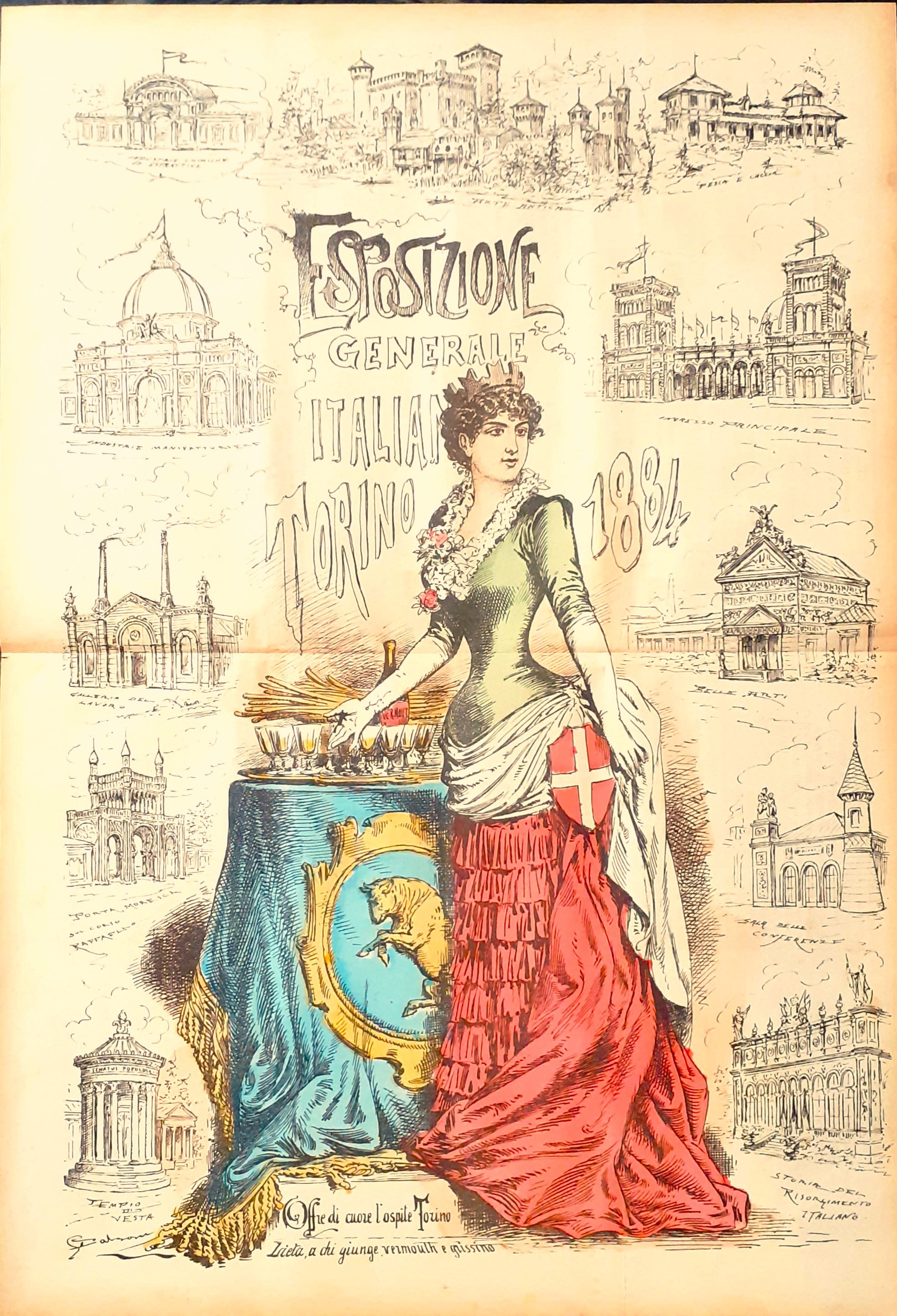 Esposizione di Torino 1884 illustrazione di Giorgio Ansaldi (1844-1922), in …