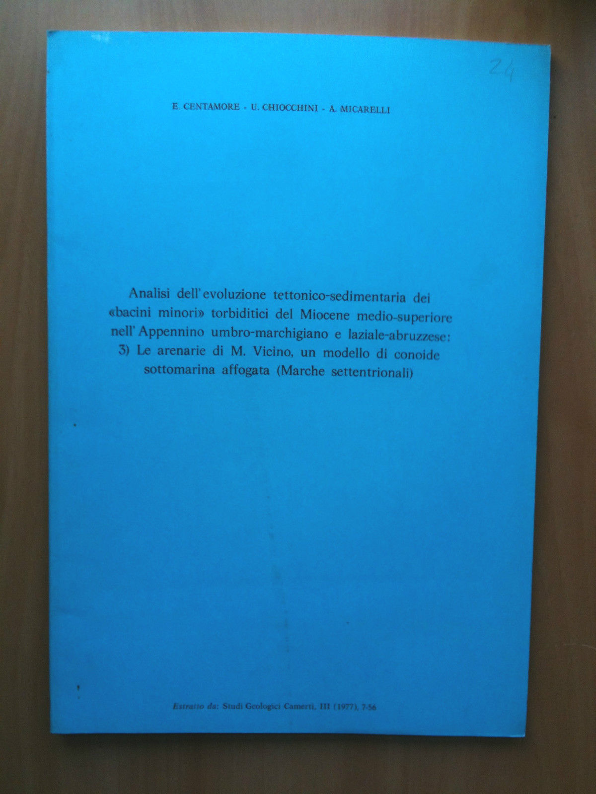 Estratto Studi Geologici Camerti III 1977 Centamore Chiocchini Micarelli