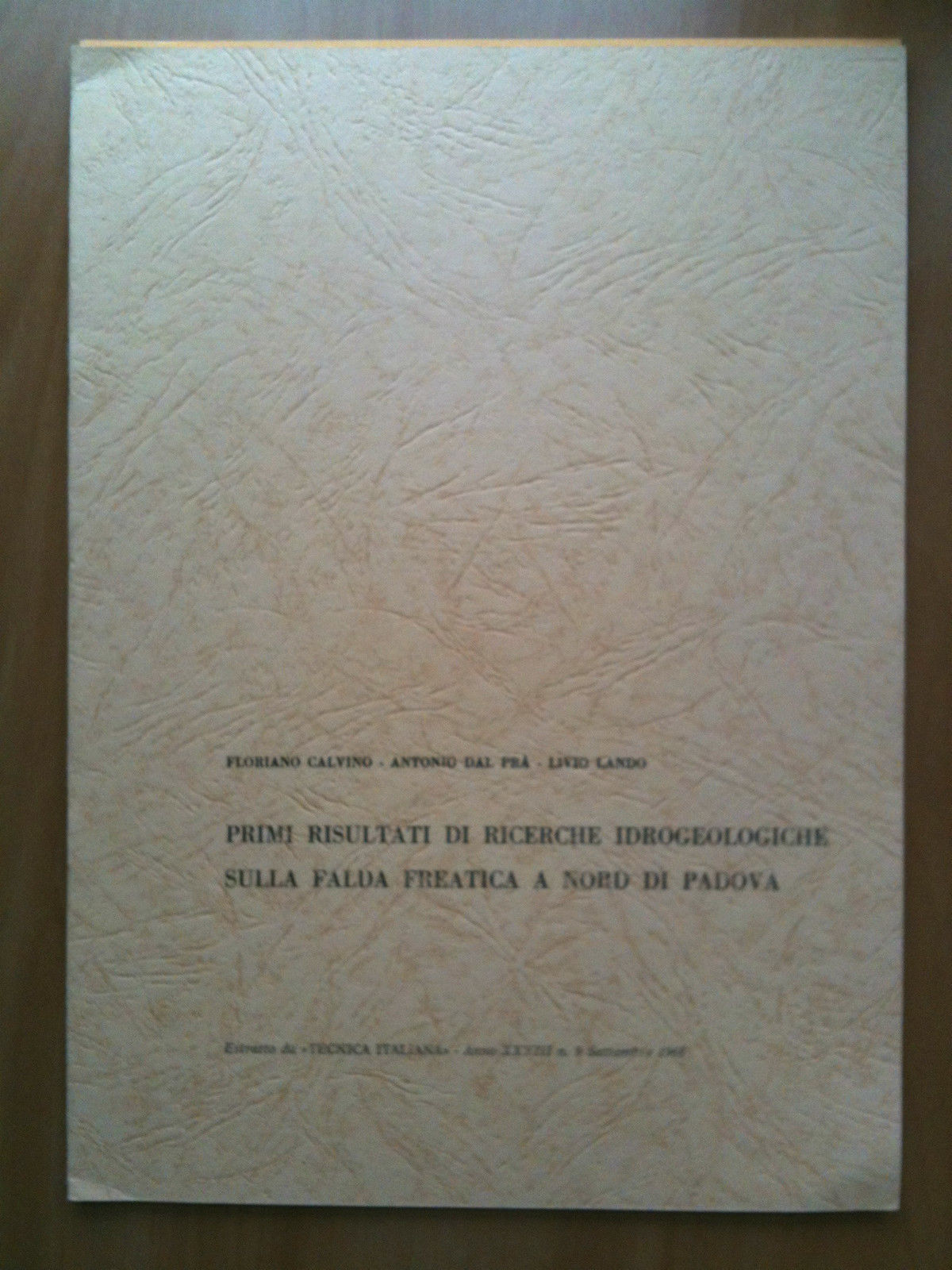 Estratto tecnica Italiana Ricerche Idrogeologiche Falda Freatica nordPadova 1968
