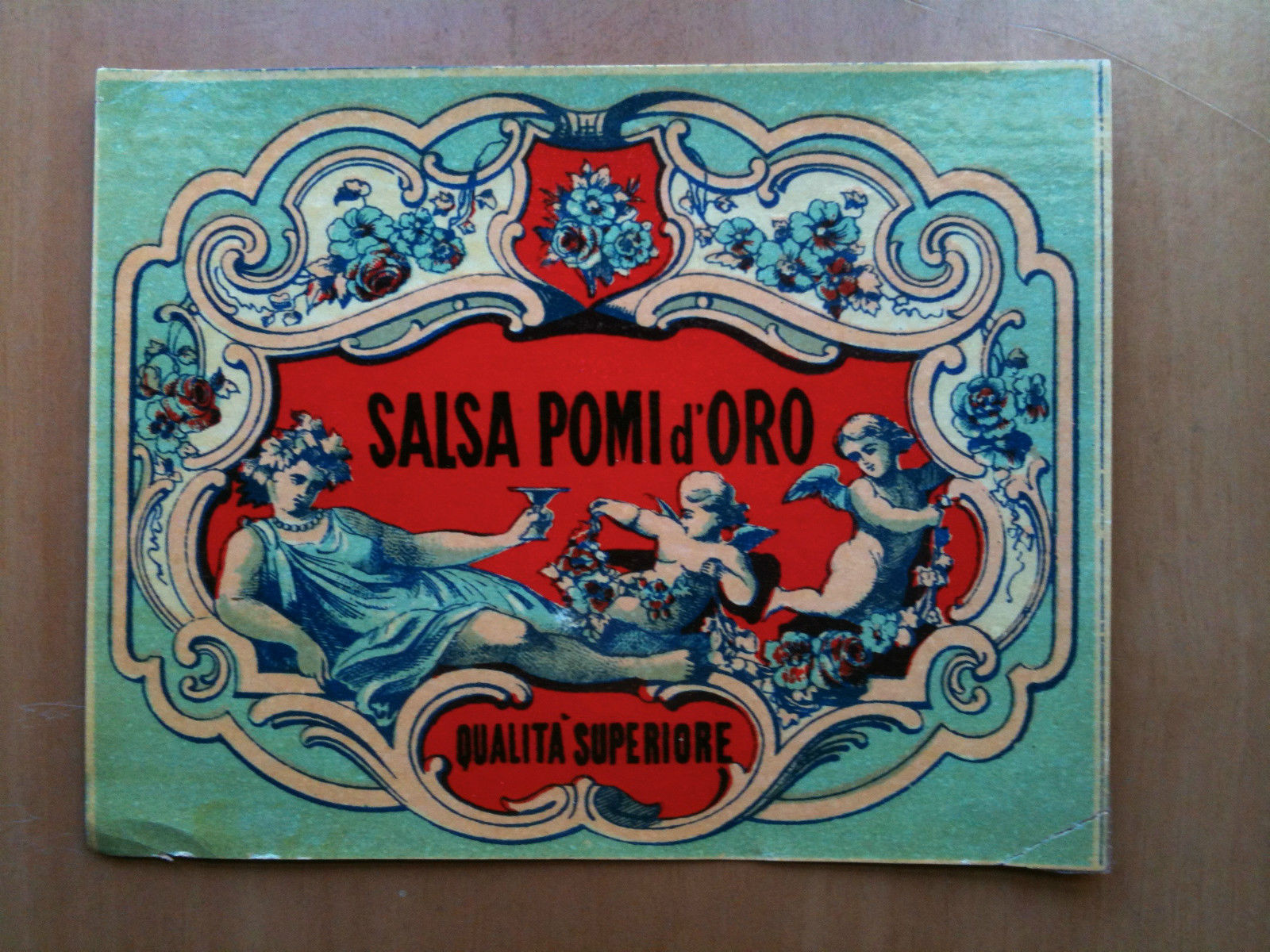 Etichetta cromolitografia Salsa Pomi d'Oro qualità superiore inizi '900