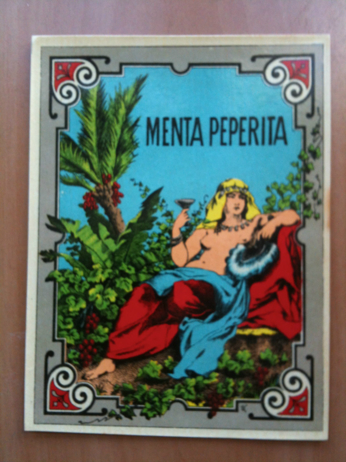 Etichetta liquore cromolitografia MENTA PIPERITA inizi '900
