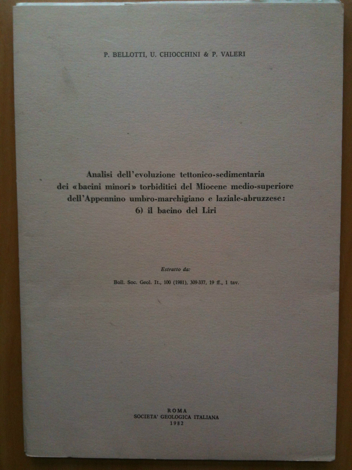 Evoluzione tettonico-sedimentaria bacini minori Miocene Bacino del Liri 1982