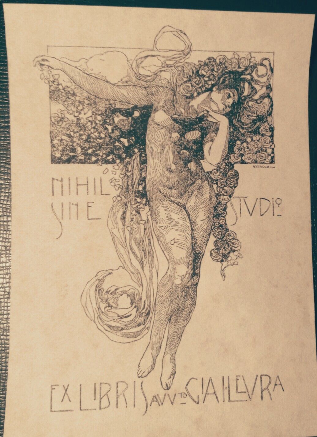 Ex Libris Liberty illustrazione di Arturo Stagliano originale inizi '900