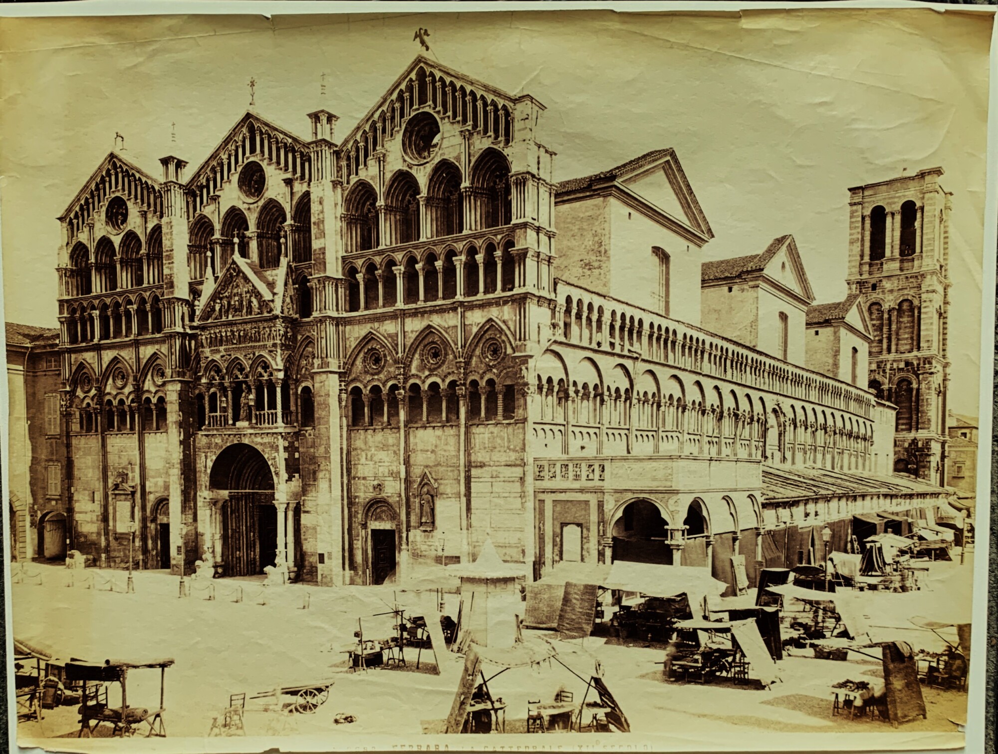 Ferrara La Cattedrale Albumina originale Alinari 1860 ca