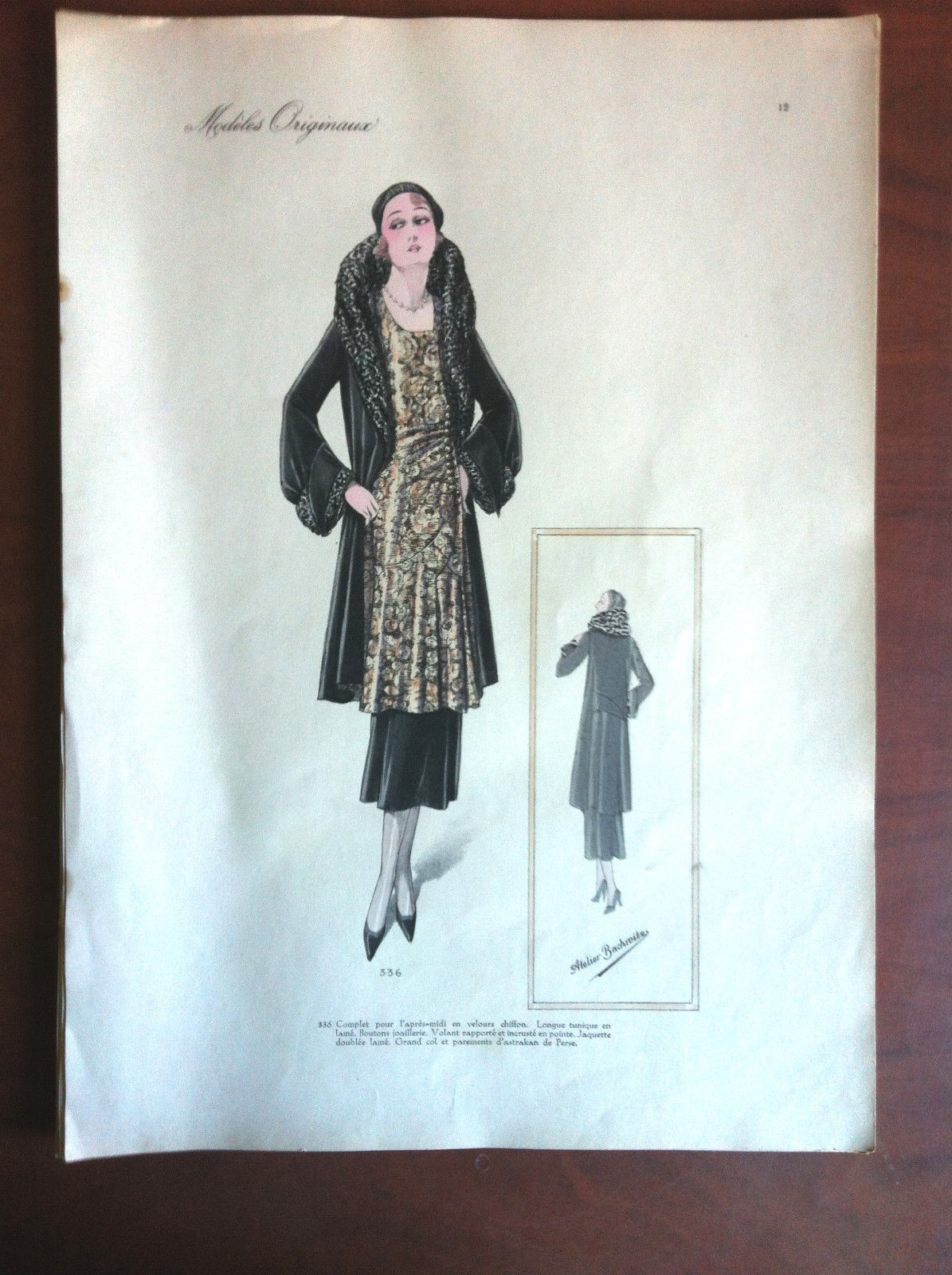 Figurino Atelier Bachroitz Paris originale 1931 - E11720