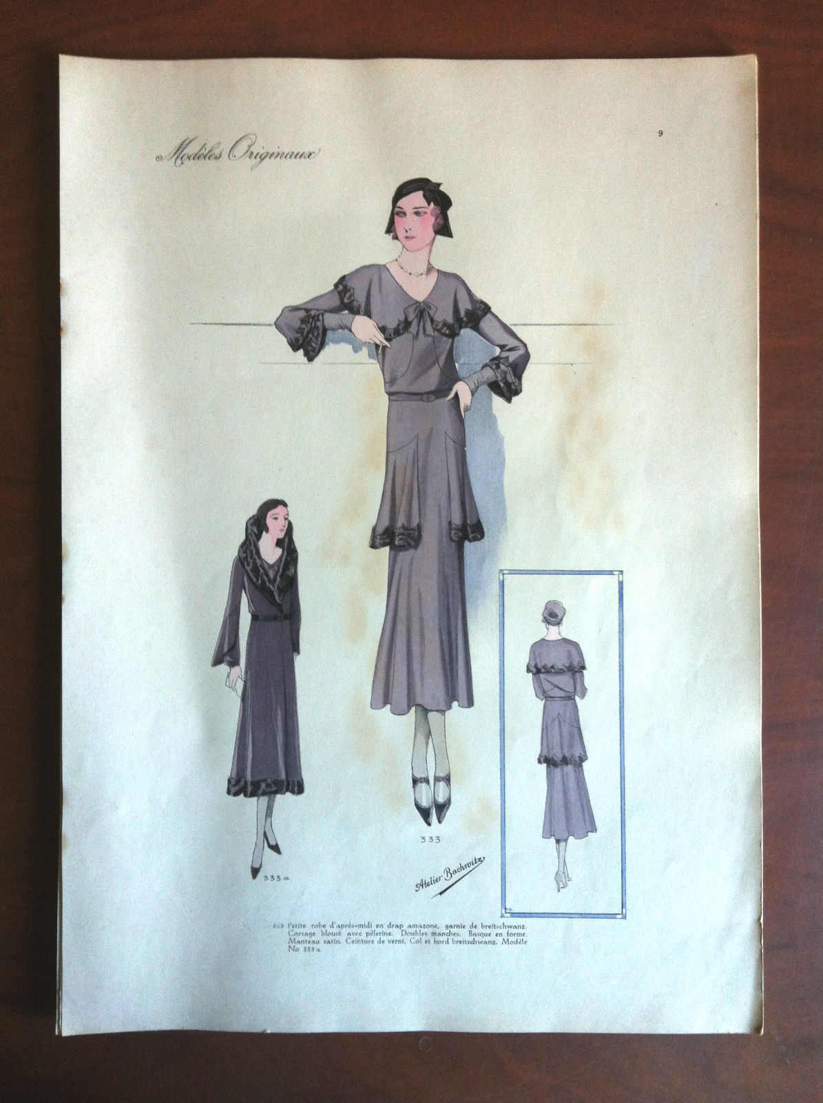 Figurino Atelier Bachroitz Paris originale 1931 - E11722