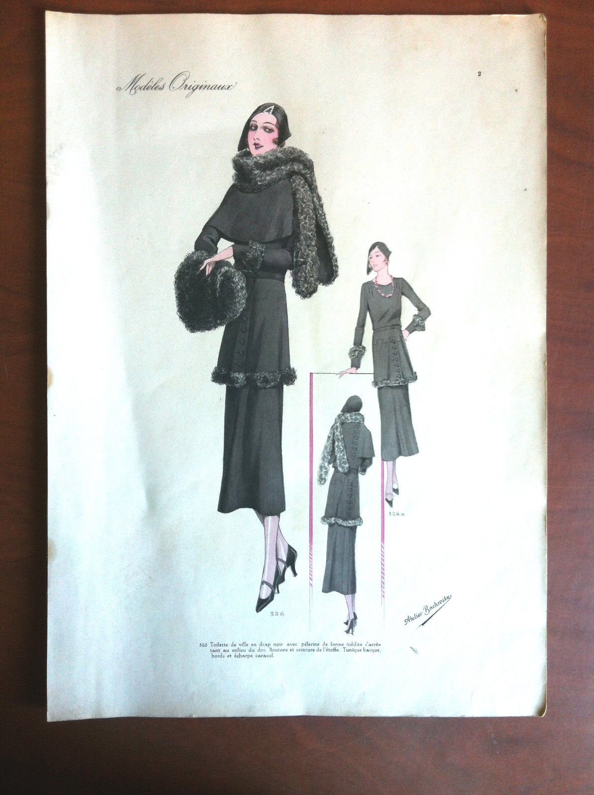 Figurino Atelier Bachroitz Paris originale 1931 - E11727