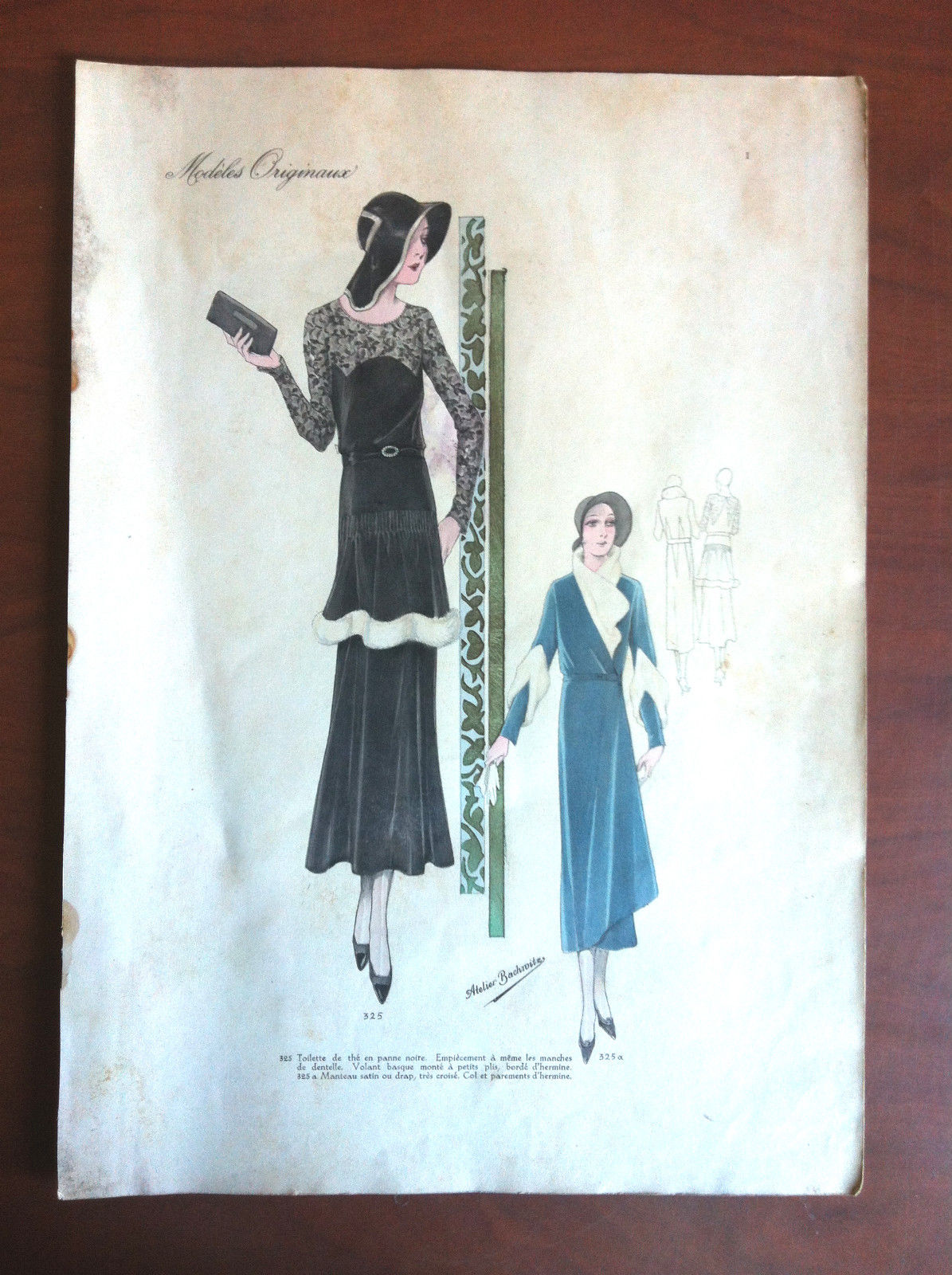 Figurino Atelier Bachroitz Paris originale 1931 - E11728