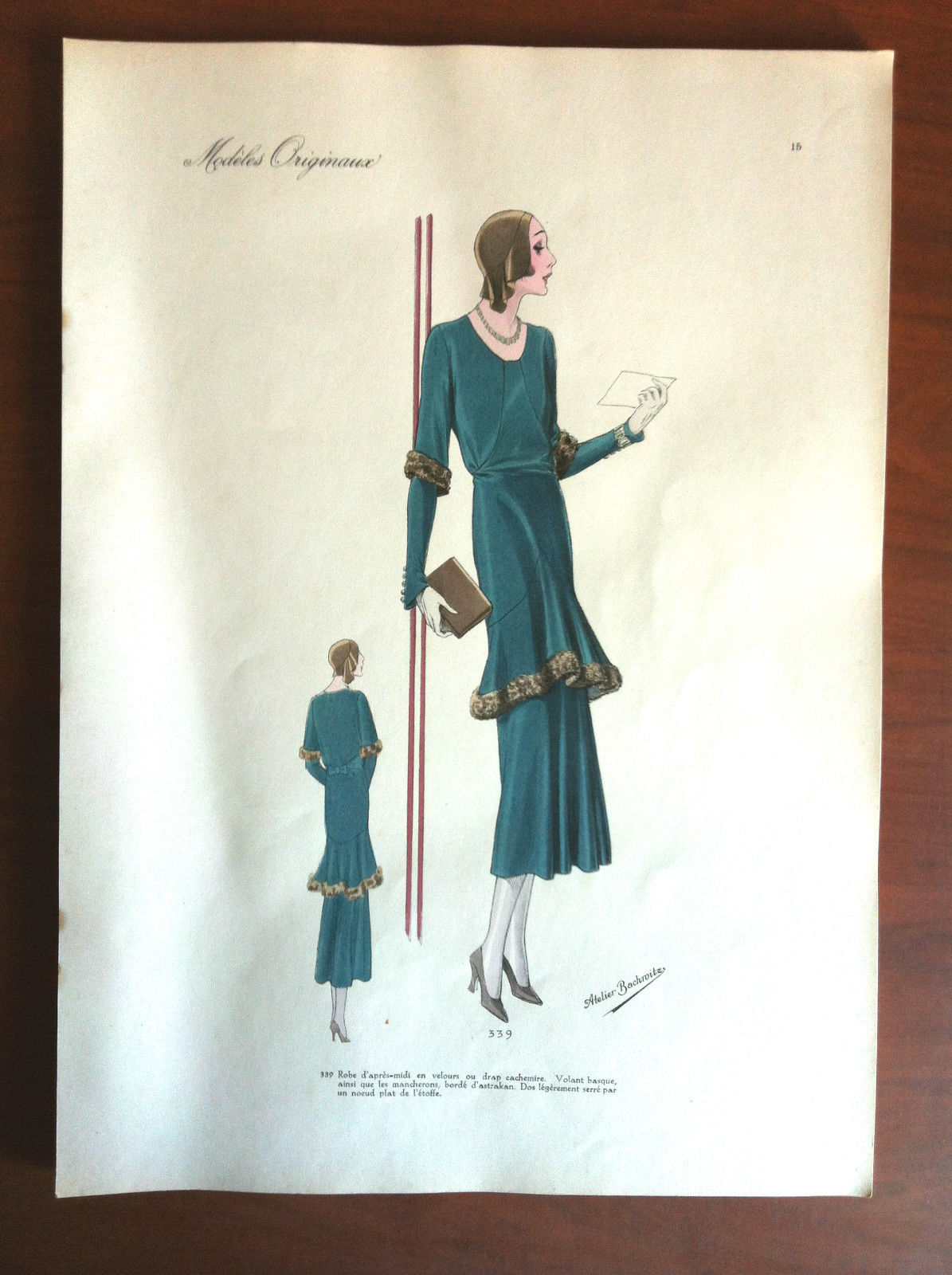 Figurino Atelier Bachroitz Paris originale 1931 - E7525