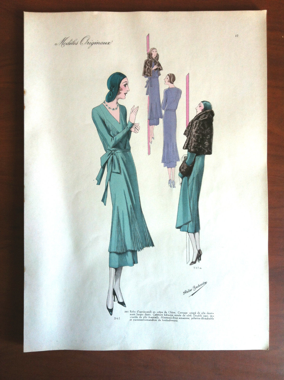 Figurino Atelier Bachroitz Paris originale 1931 - E7527