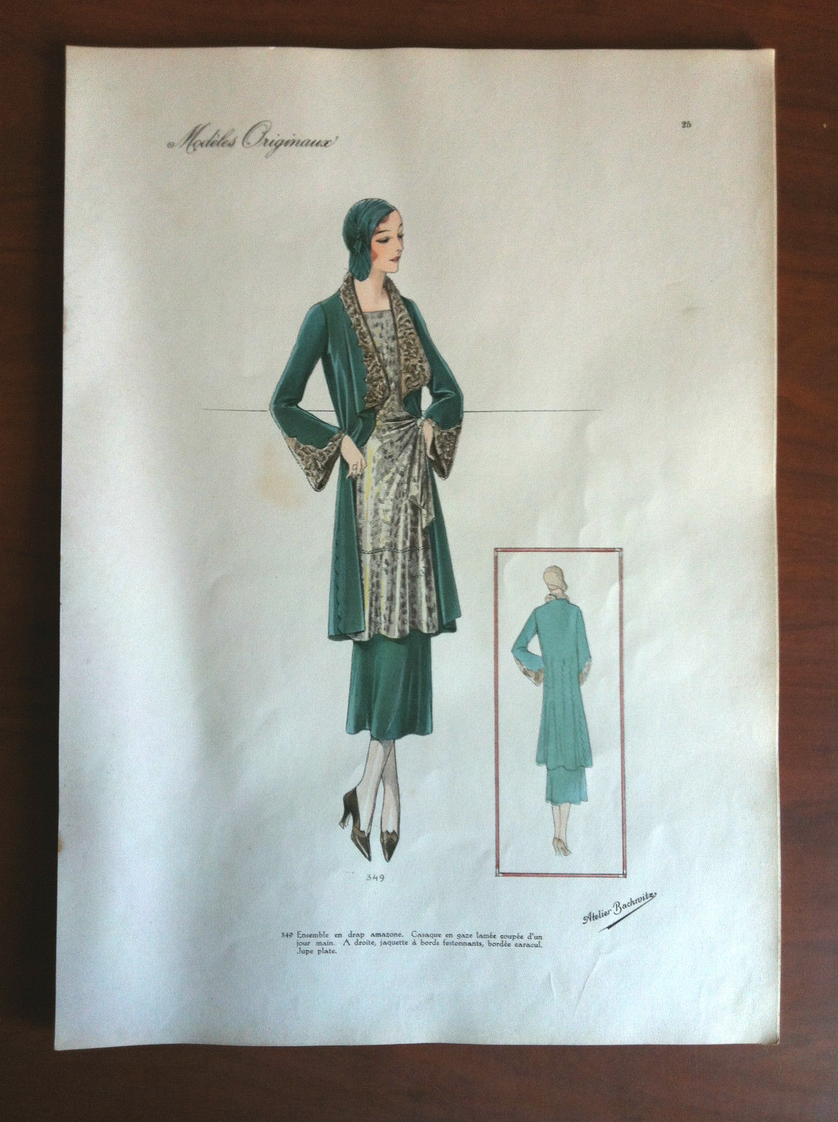 Figurino Atelier Bachroitz Paris originale 1931 - E7535