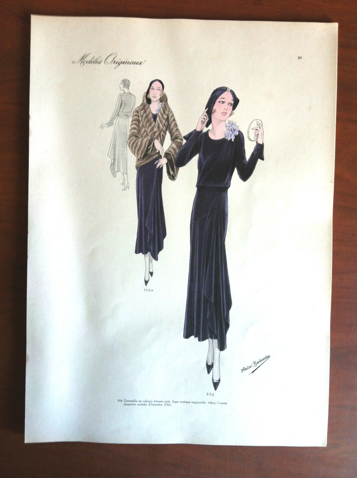 Figurino Atelier Bachroitz Paris originale 1931 - E7538