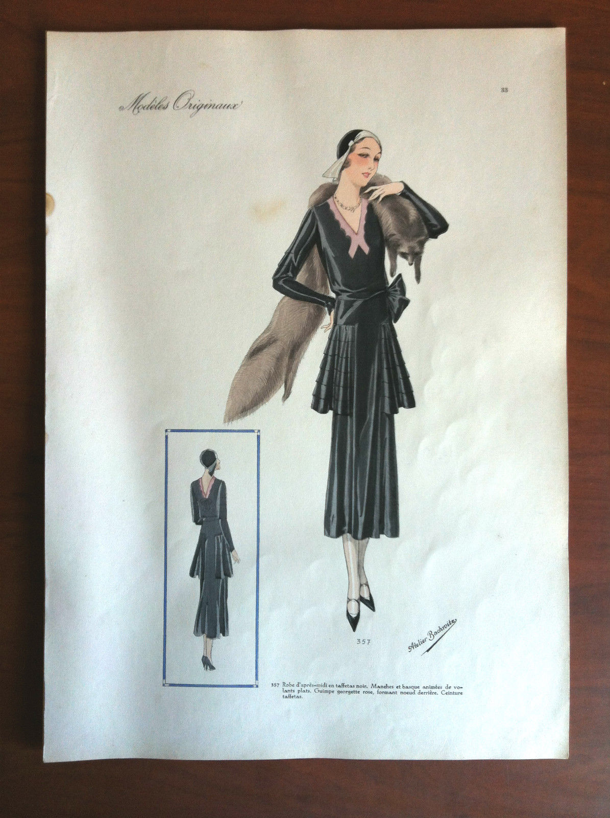 Figurino Atelier Bachroitz Paris originale 1931 - E7543