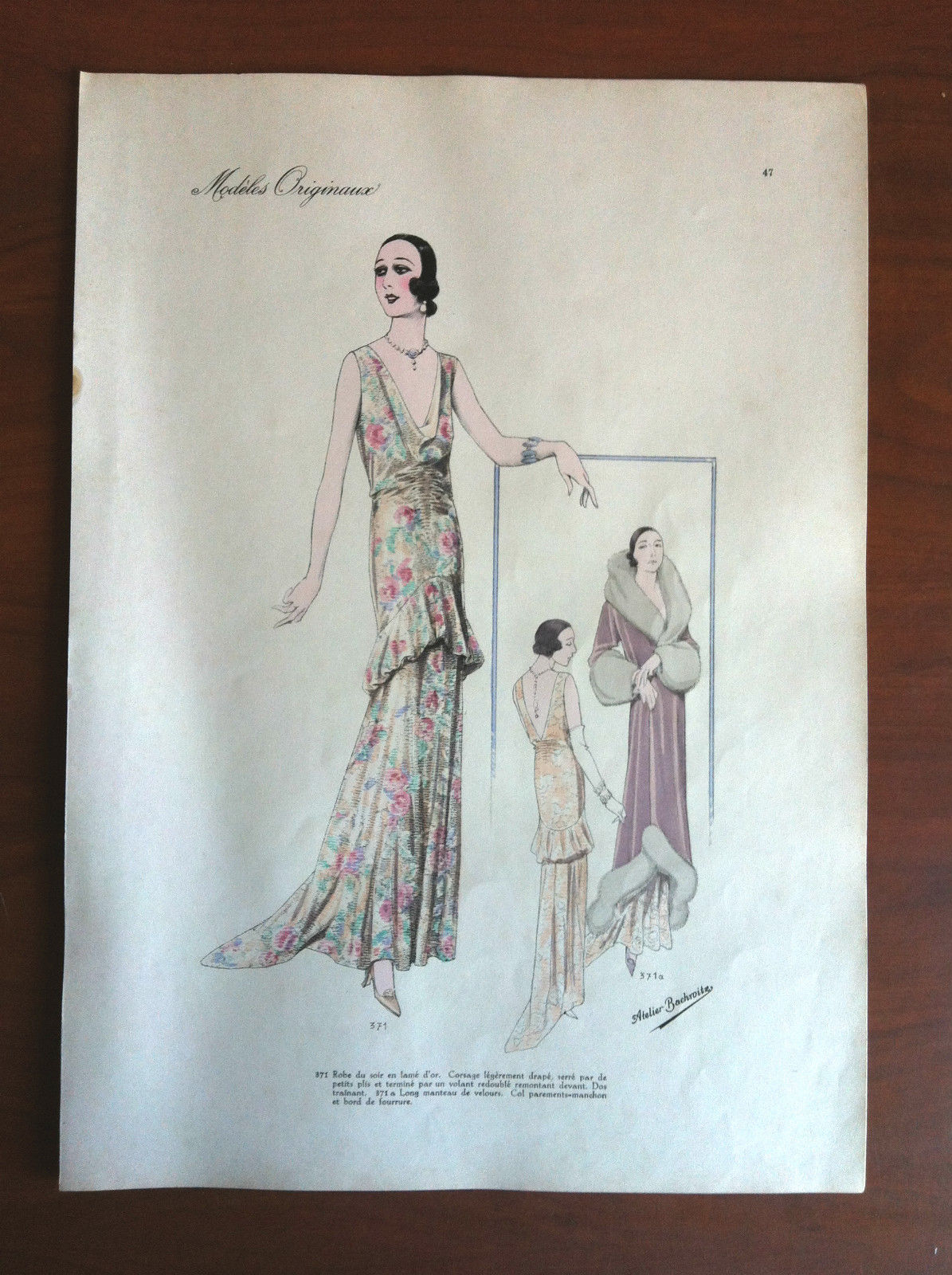 Figurino Atelier Bachroitz Paris originale 1931 - E7554