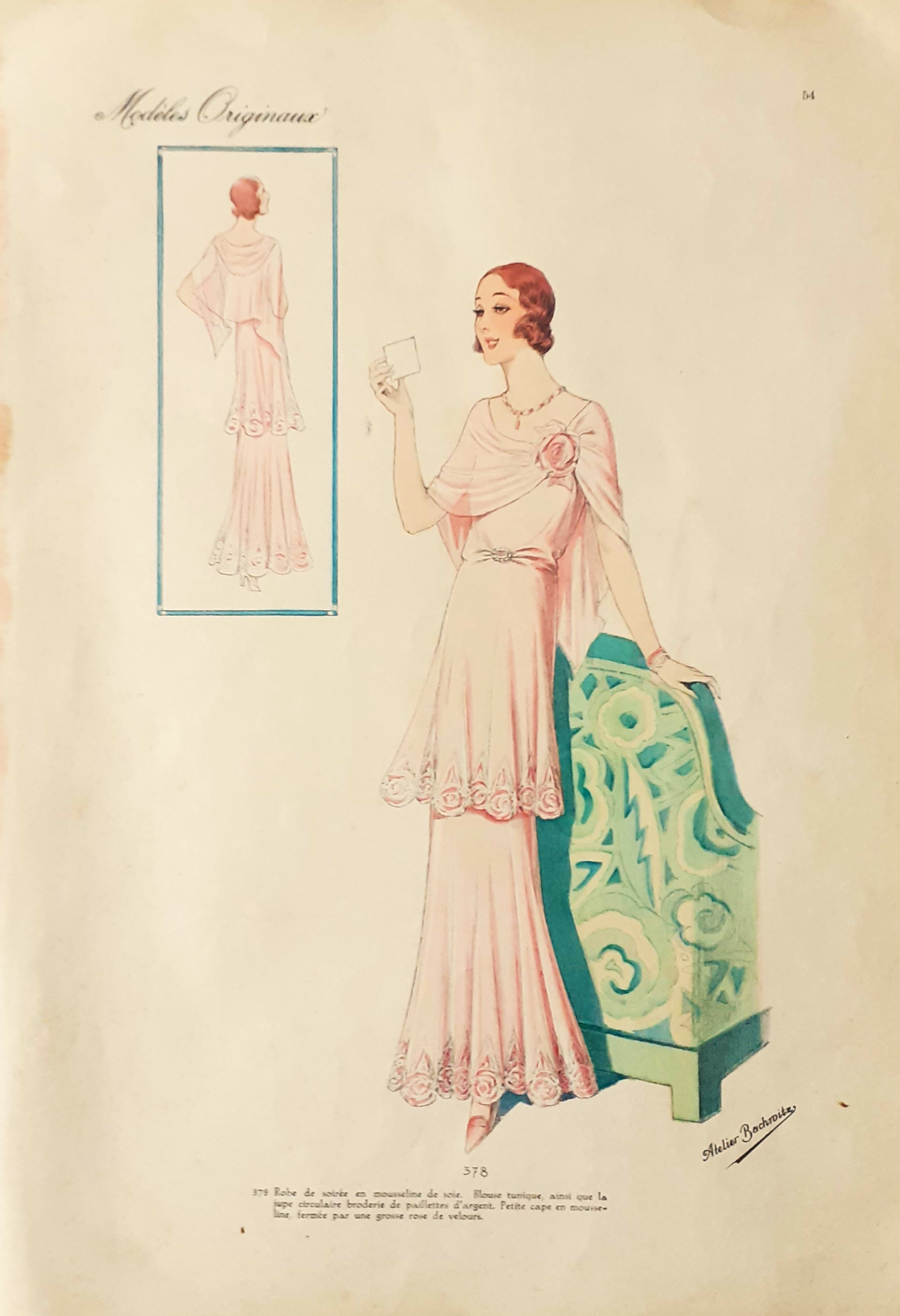 Figurino Atelier Bachroitz Paris originale 1931- E 2319
