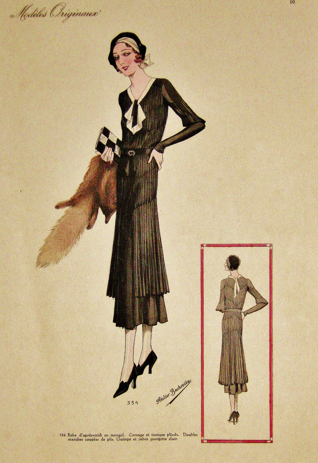 Figurino Atelier Bachroitz Paris originale 1931