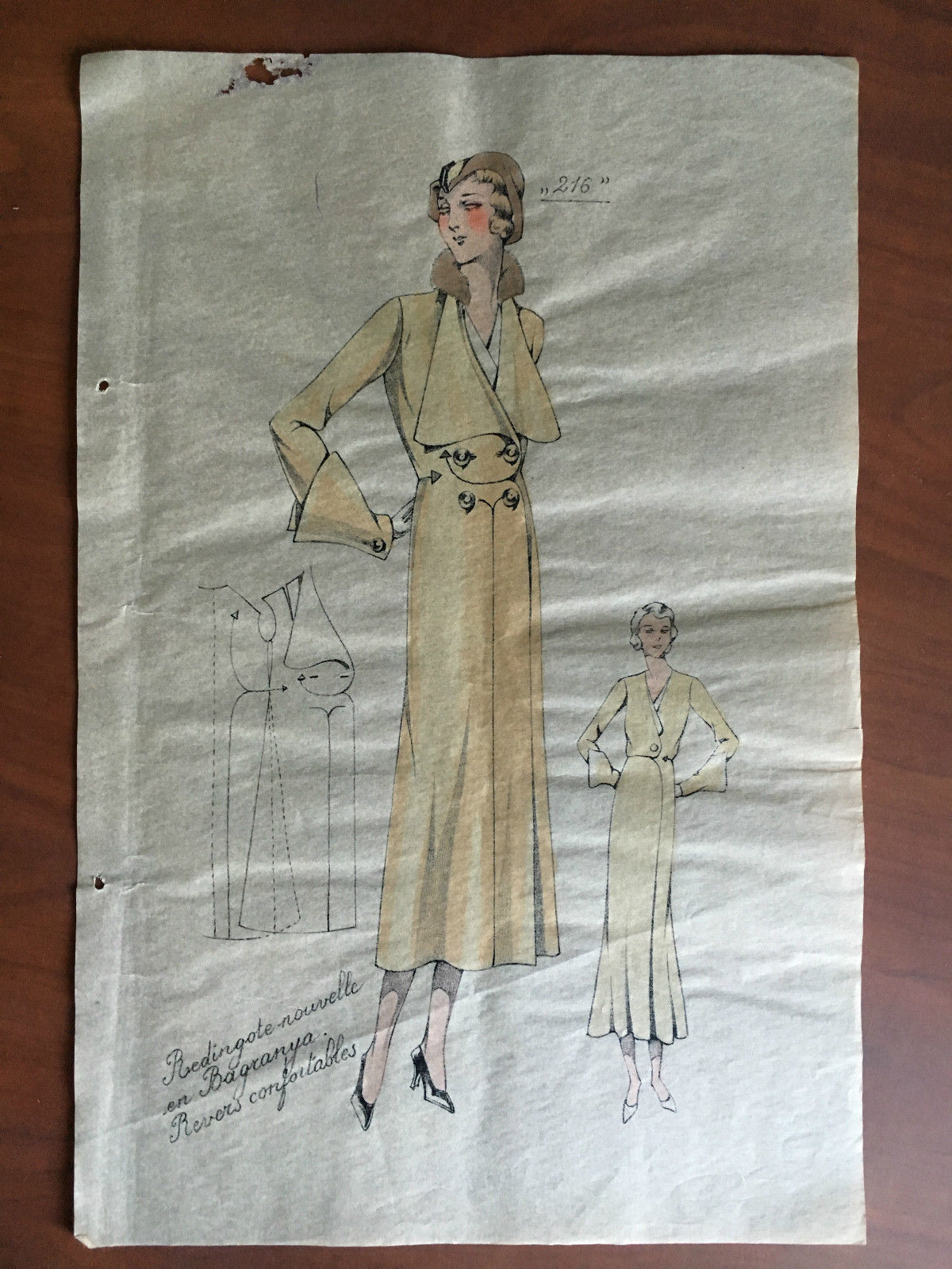 Figurino di moda n^ 216 originale anni '30 colorato a …