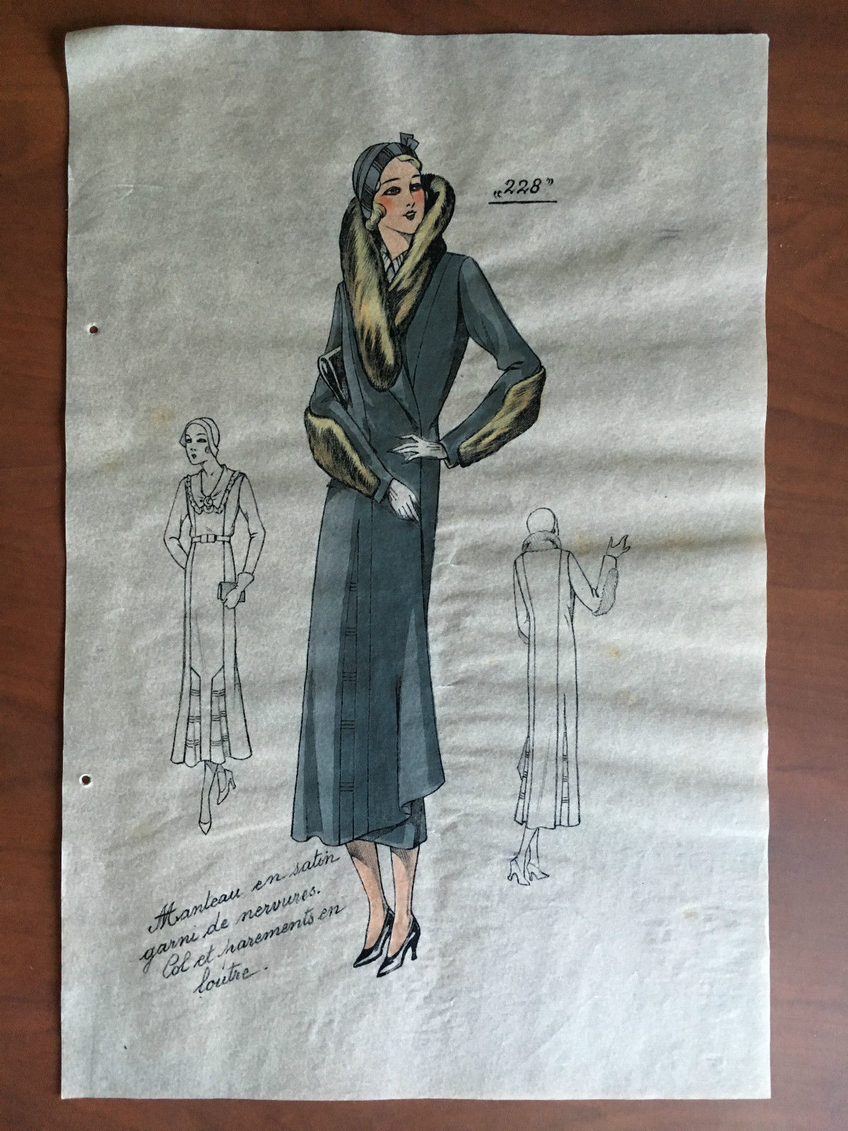 Figurino di moda n^ 228 originale anni '30 colorato a …