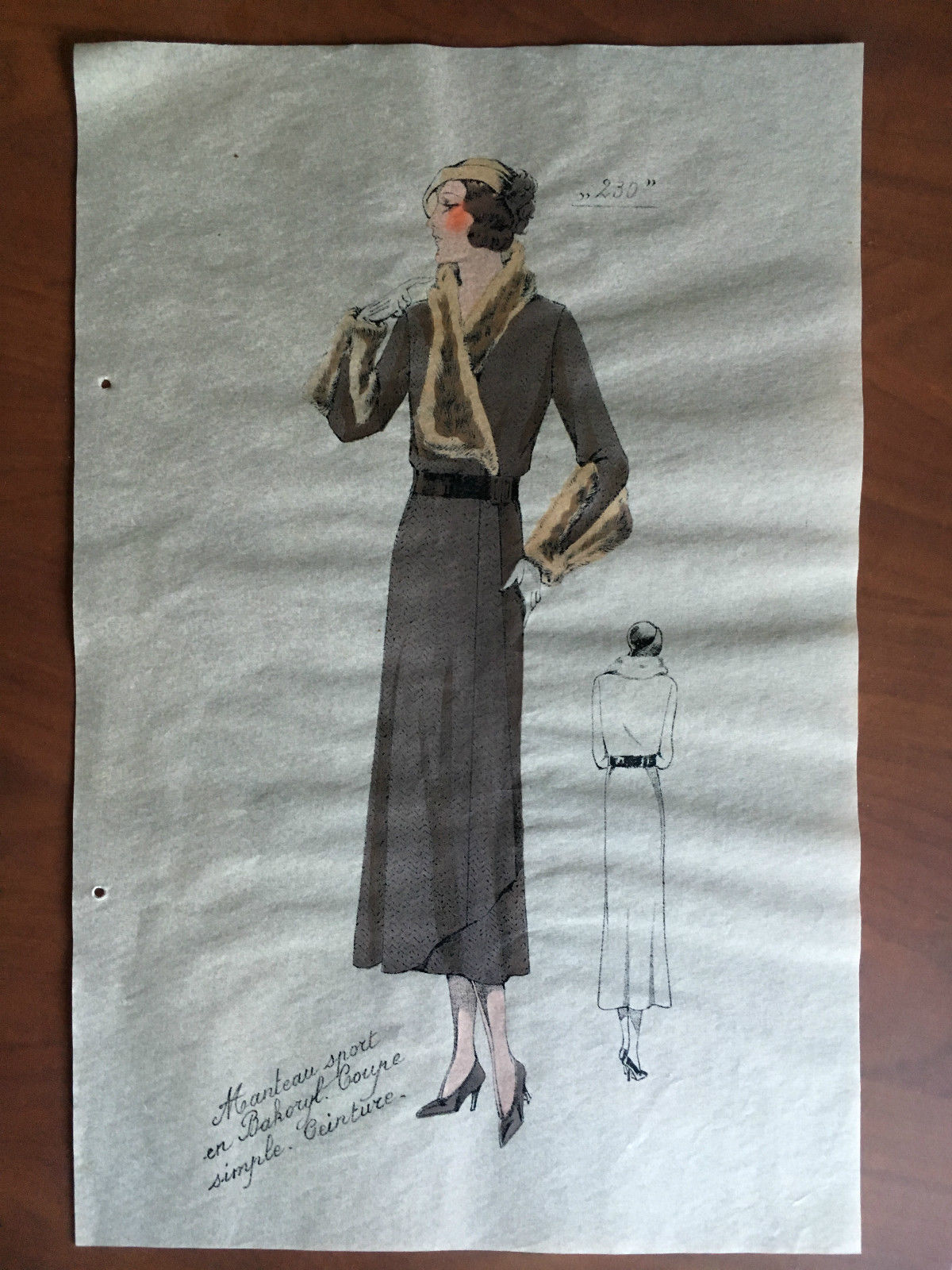 Figurino di moda n^ 230 originale anni '30 colorato a …