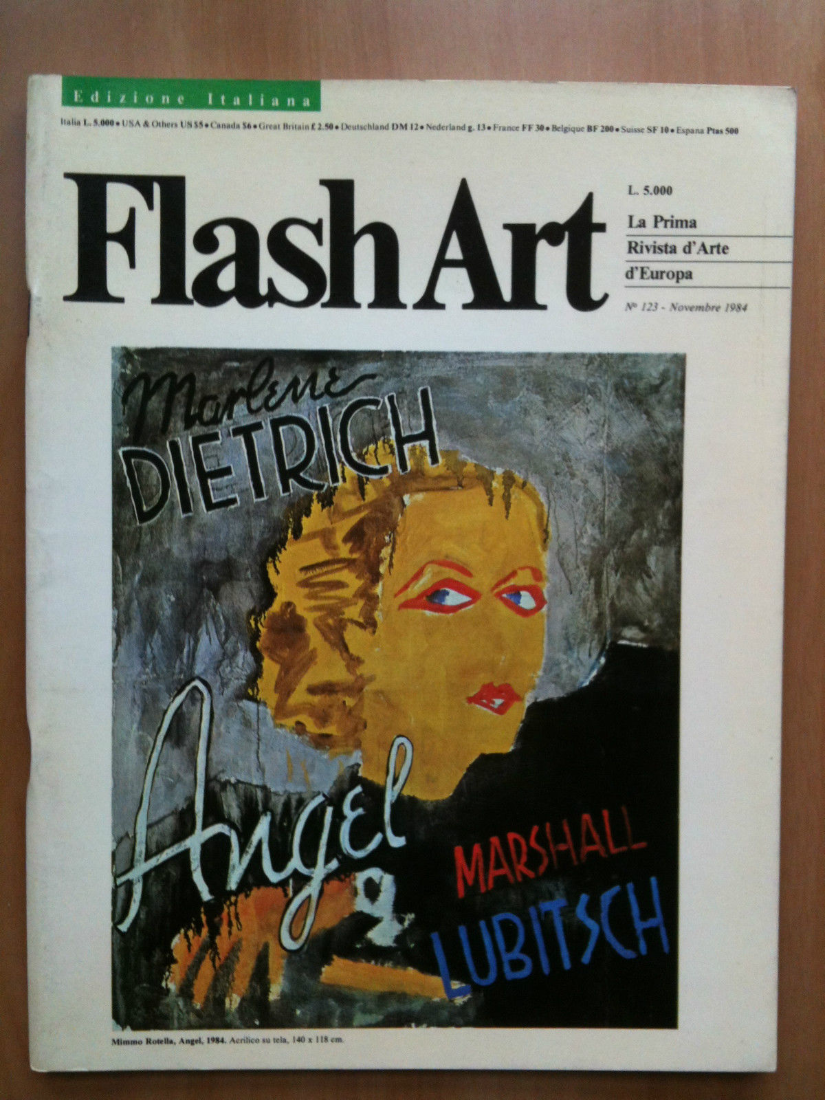 Flash Art n^ 123 Novembre 1984 cover "Angel" Mimmo Rotella