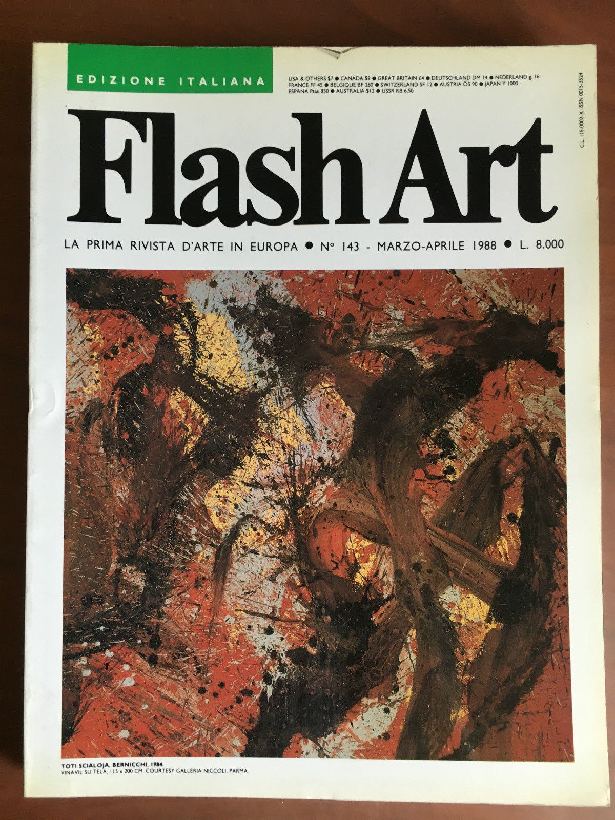 Flash Art n^ 143 Marzo/Aprile 1988 Cover Toti Scialoja - …