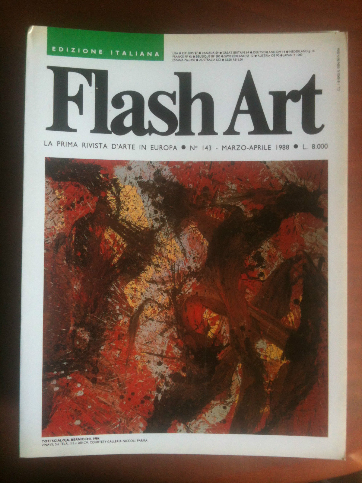 Flash Art n^ 143 Marzo/Aprile 1988 Cover Toti Scialoja