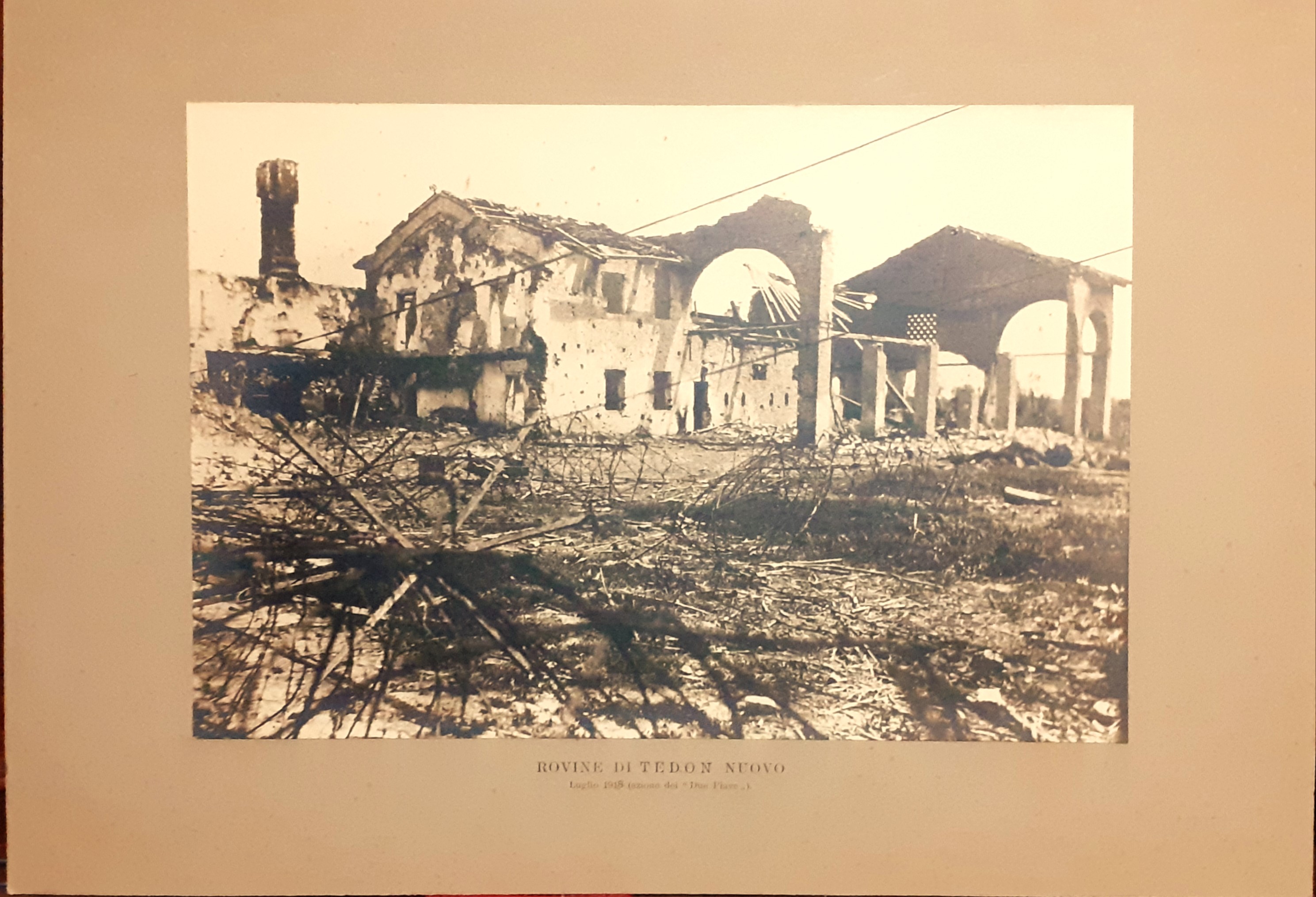 Fotografia originale 1^ guerra mondaile Luglio 1918 Rovine di Tedon …