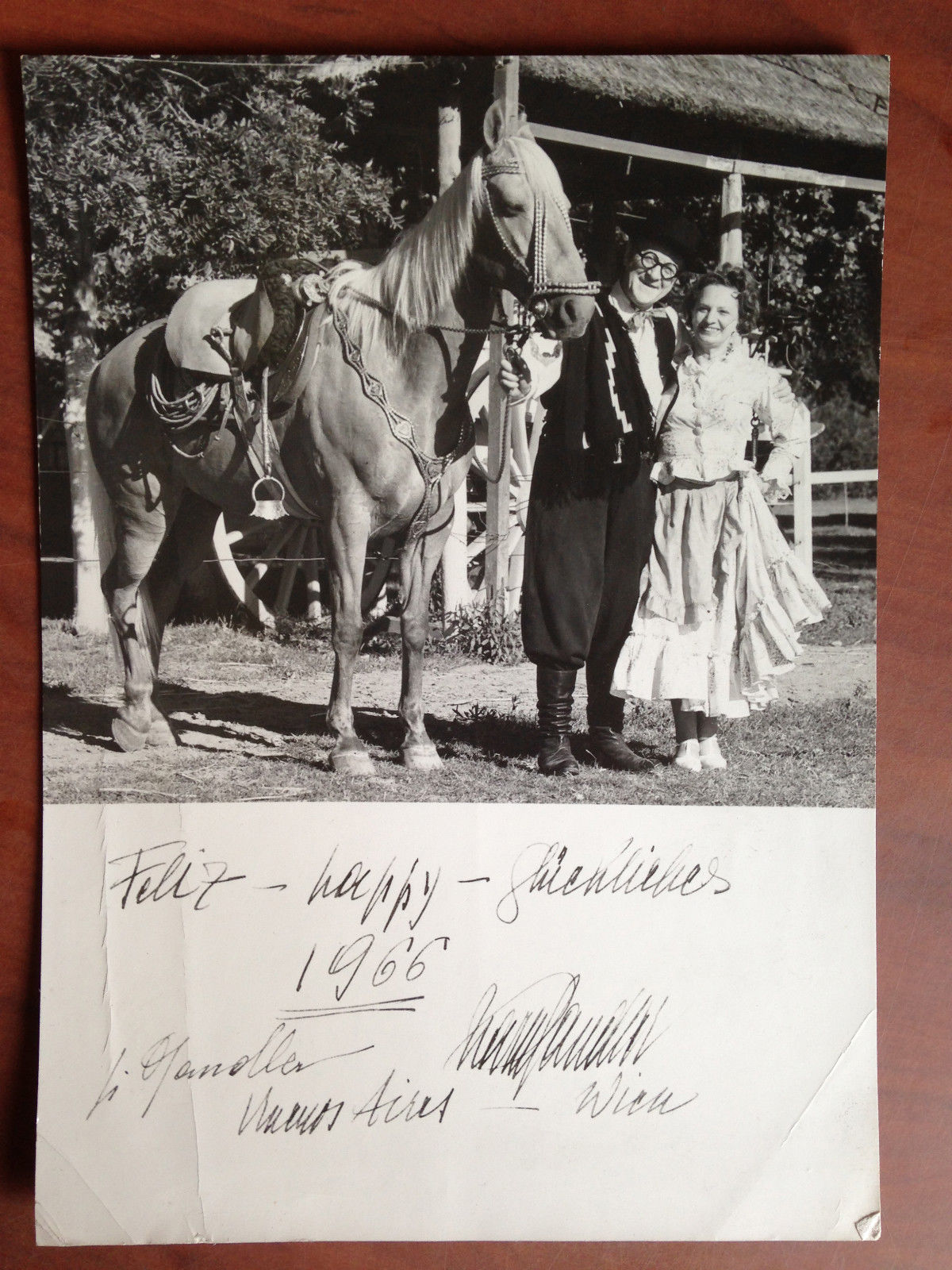 Fotografia originale 1966 Buenos Aires Argentina Coppia con cavallo - …