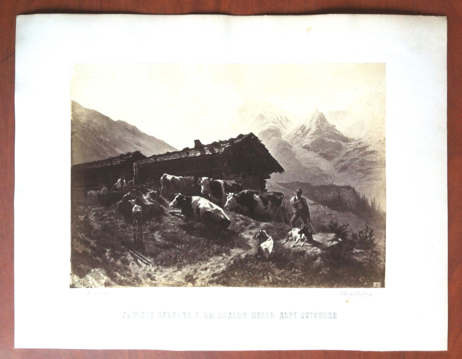 Fotografia originale Chiappella dipinto di Humbert 1863 Alpi Svizzere