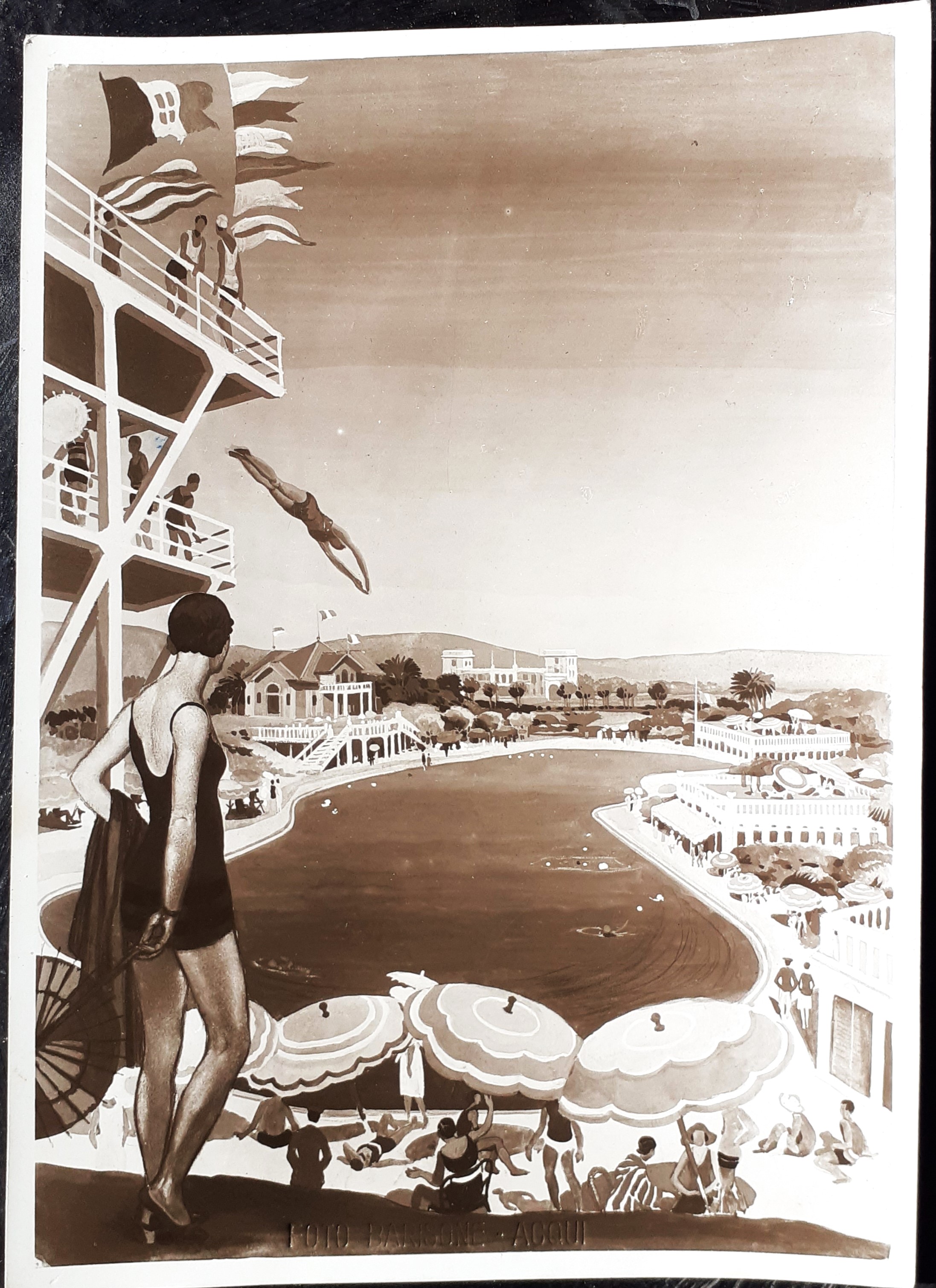 Fotografia originale del disegno per il famoso manifesto della piscina …