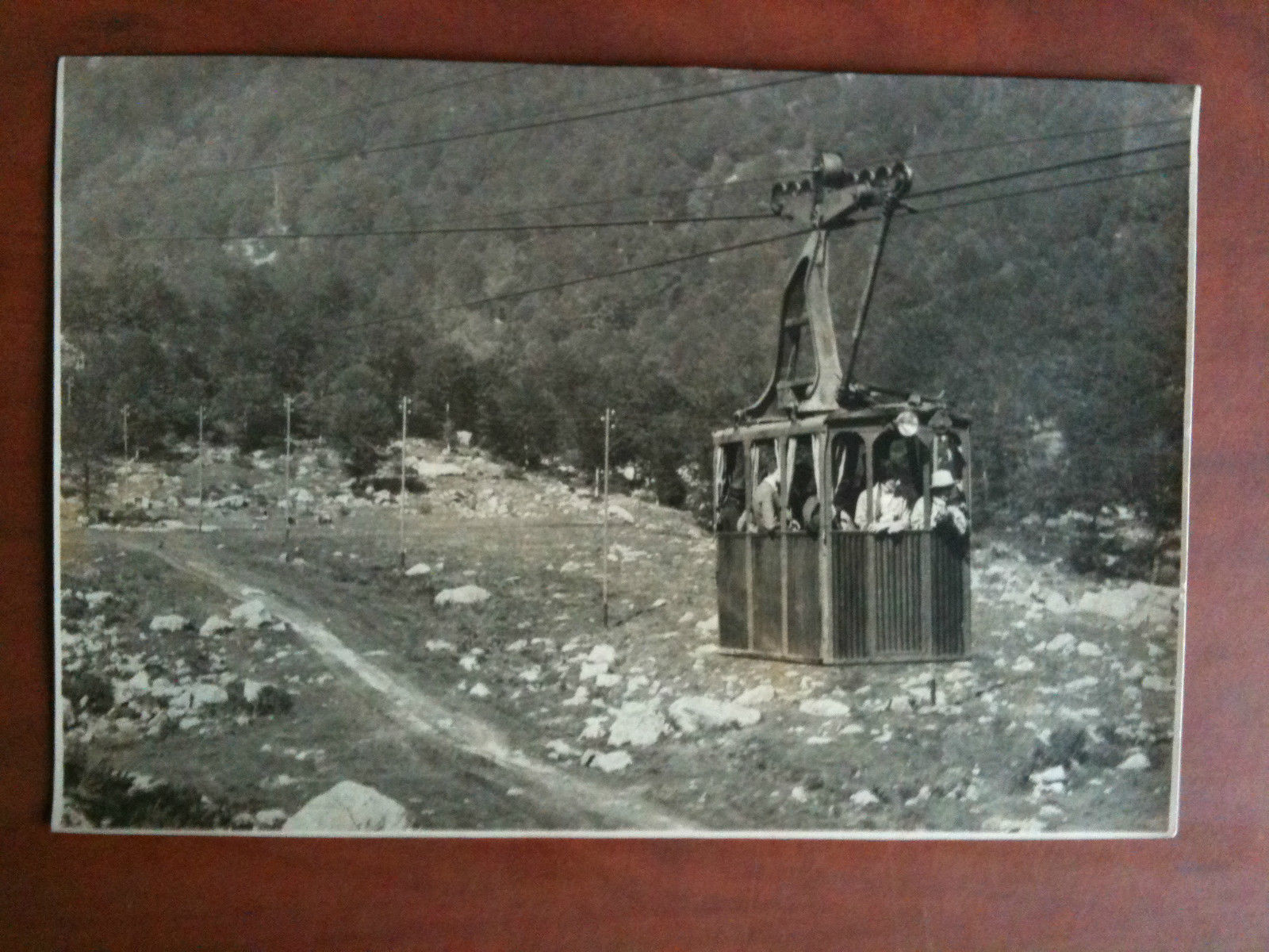 Fotografia originale inizi '900 panorama montano con teleferica
