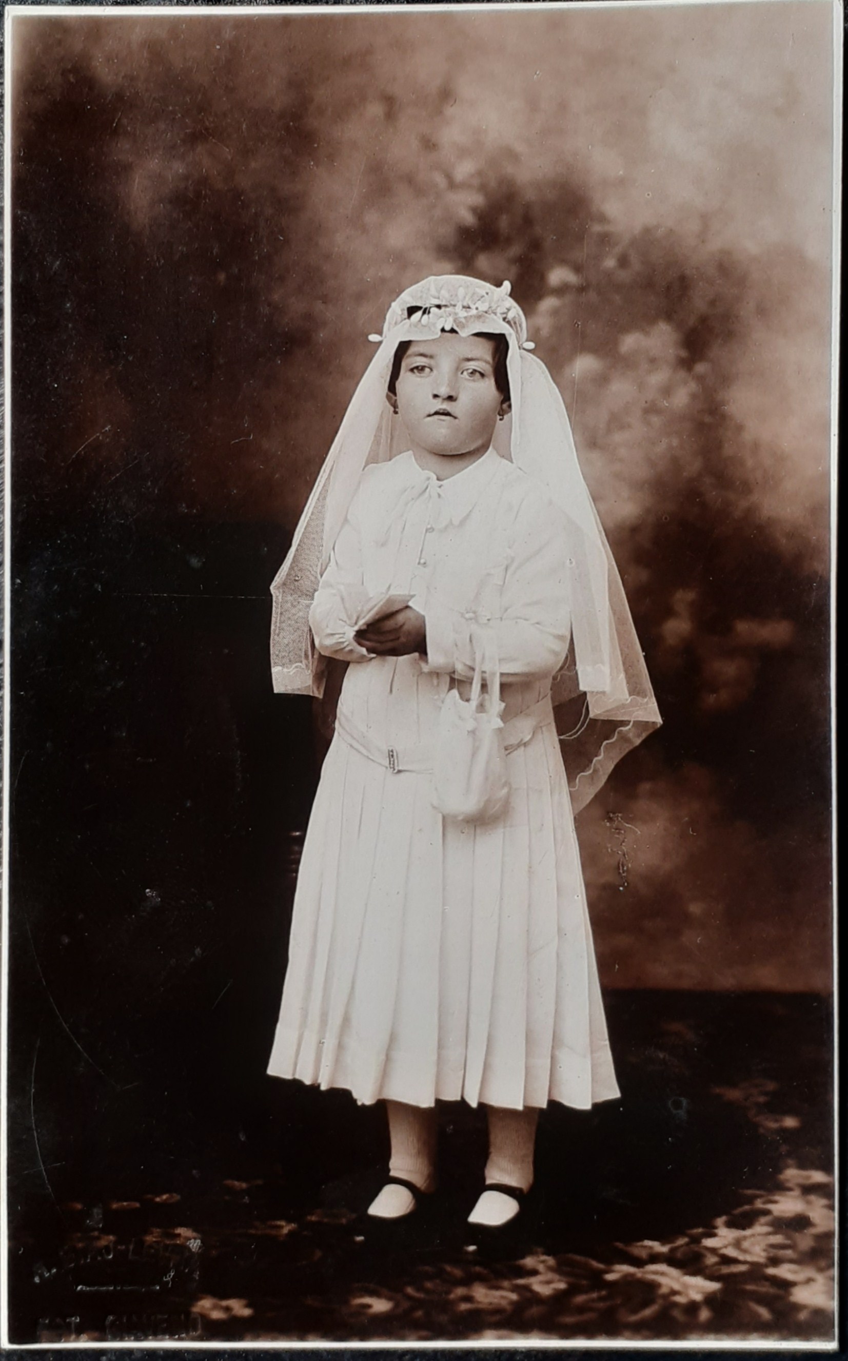 Fotografia originale "Prima Comunione" A. Giay-Levra, fotografo anni '20 ca.