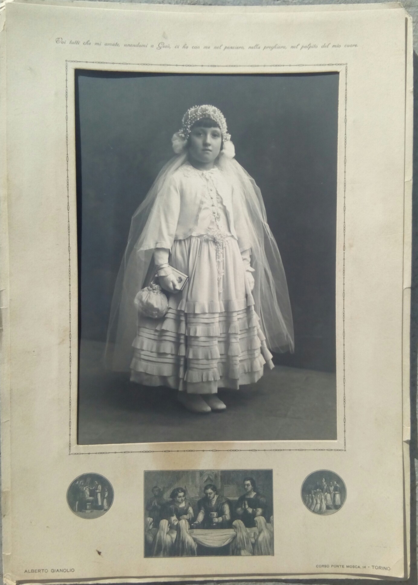 Fotografia originale prima Comunione fotografo A. Gianolio Torino 1932