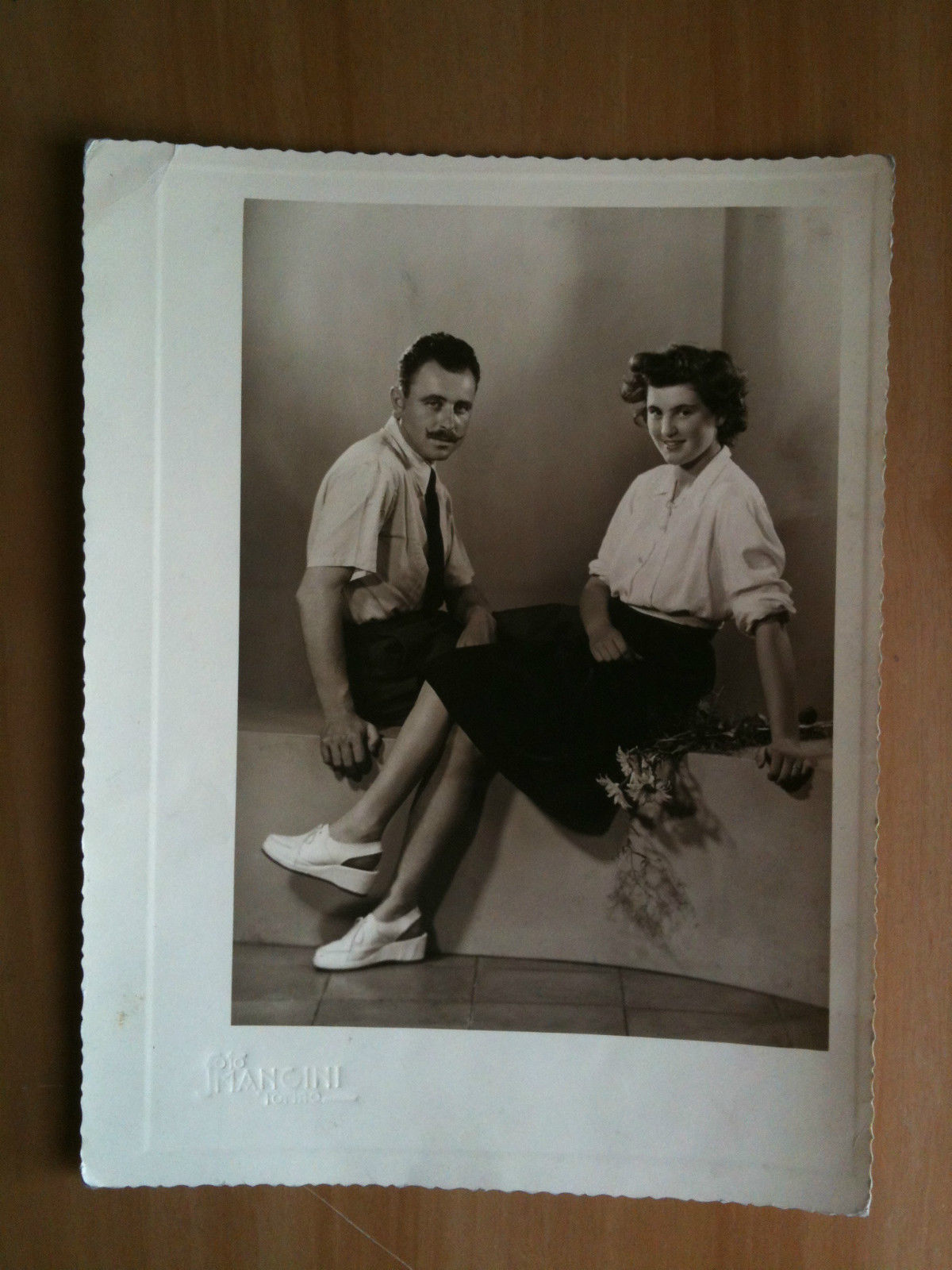 Fotografia originale Ritratto di coppia 1944 Fotografo Mangini Torino