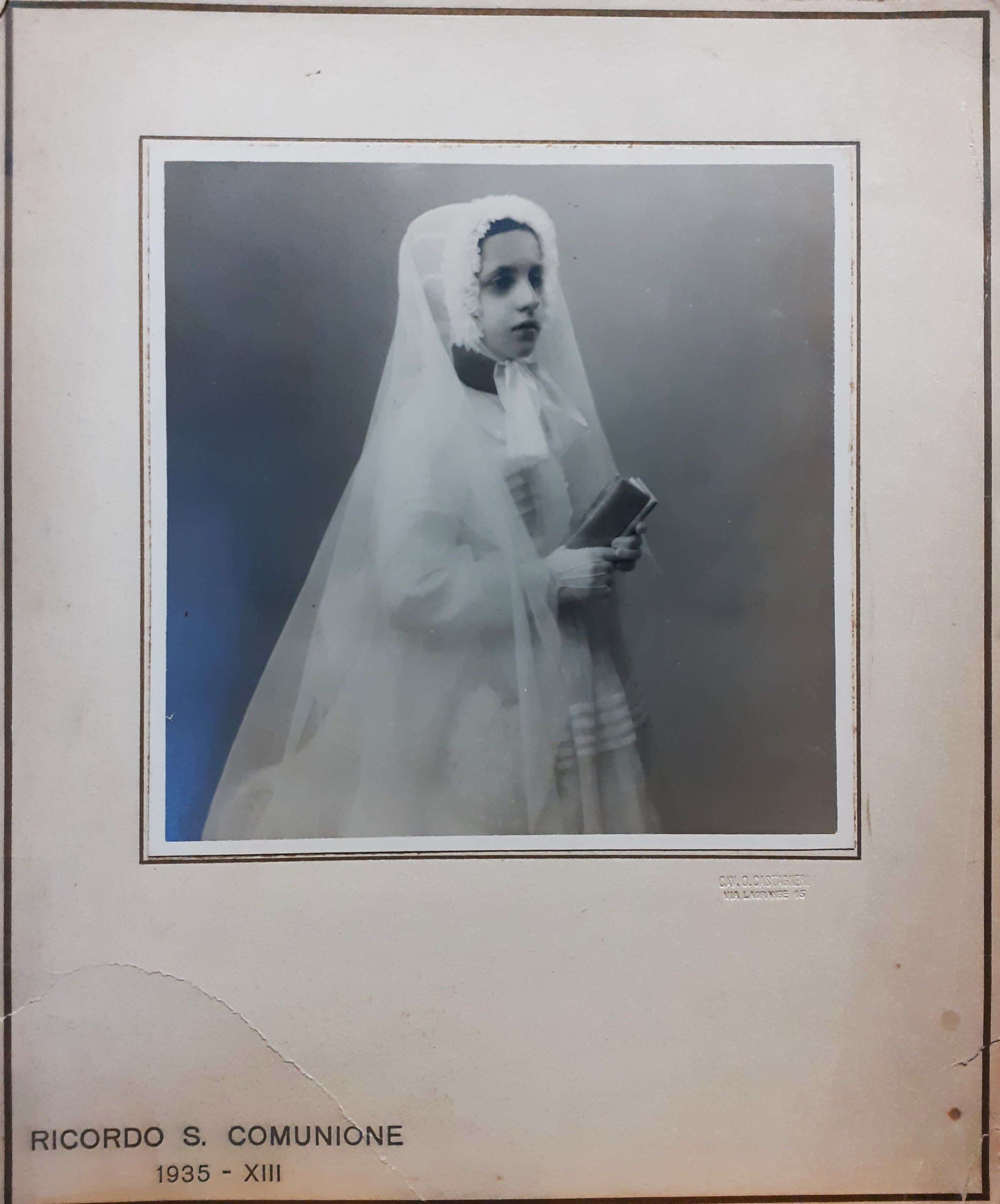 Fotografia ricordo S. Comunione fotografo Oreste Castagneri Torino 1935