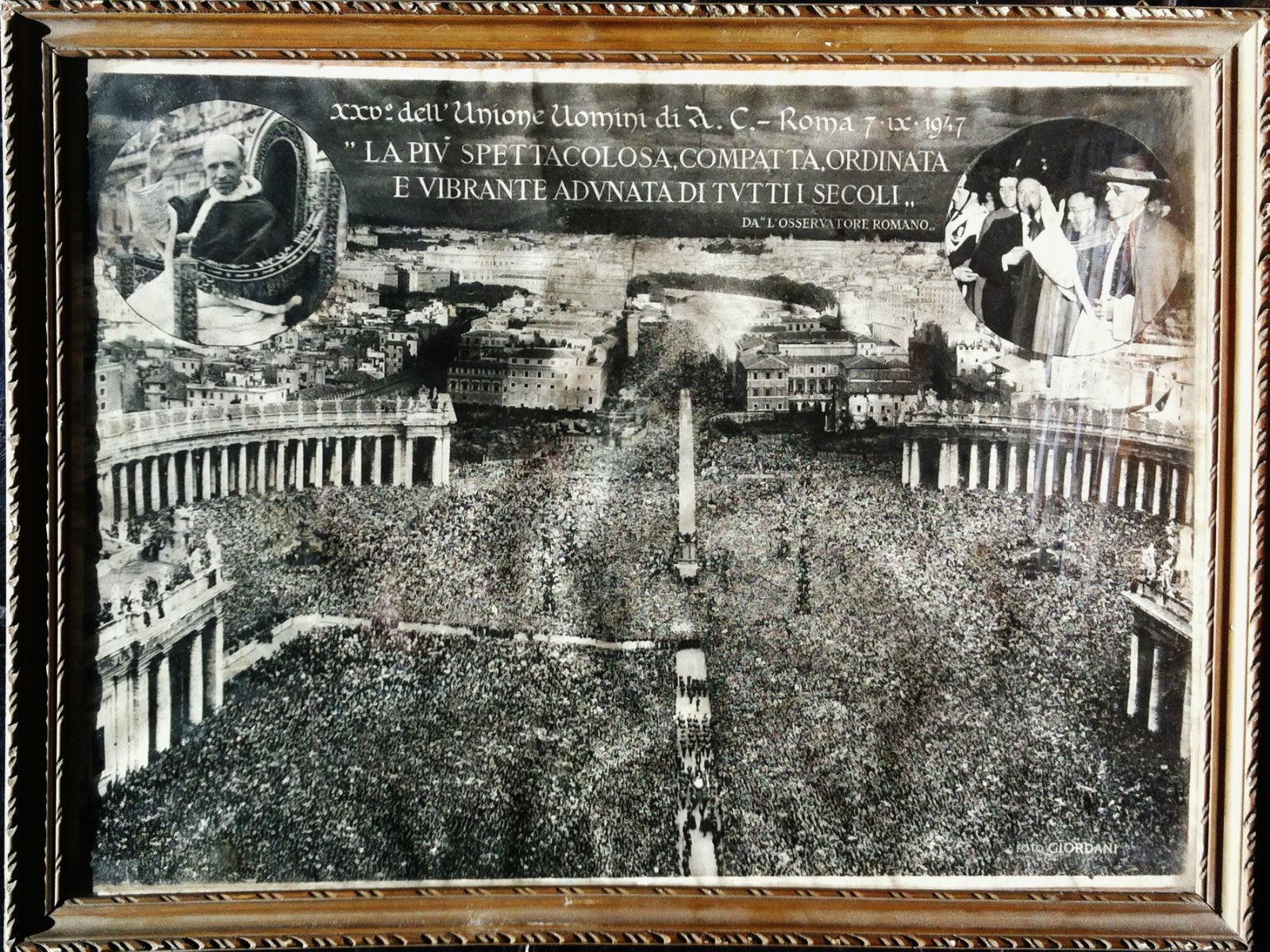 fotografia storica Adunata A.C. Roma 7-settembre 1947 PIO XII