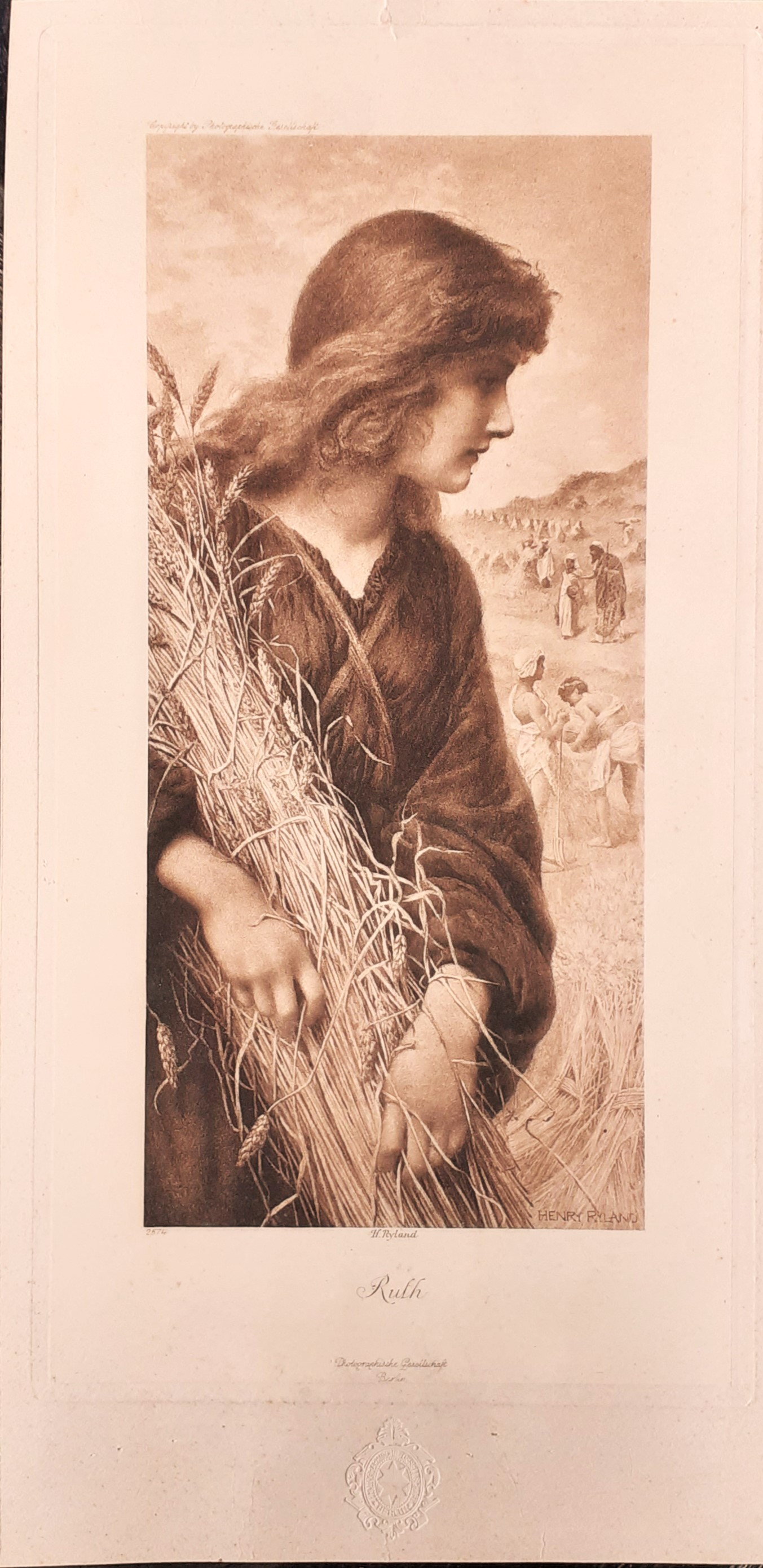 Fotoincisione/Photogravure inizi '900 Henry Rylan "Ruth" - E11152