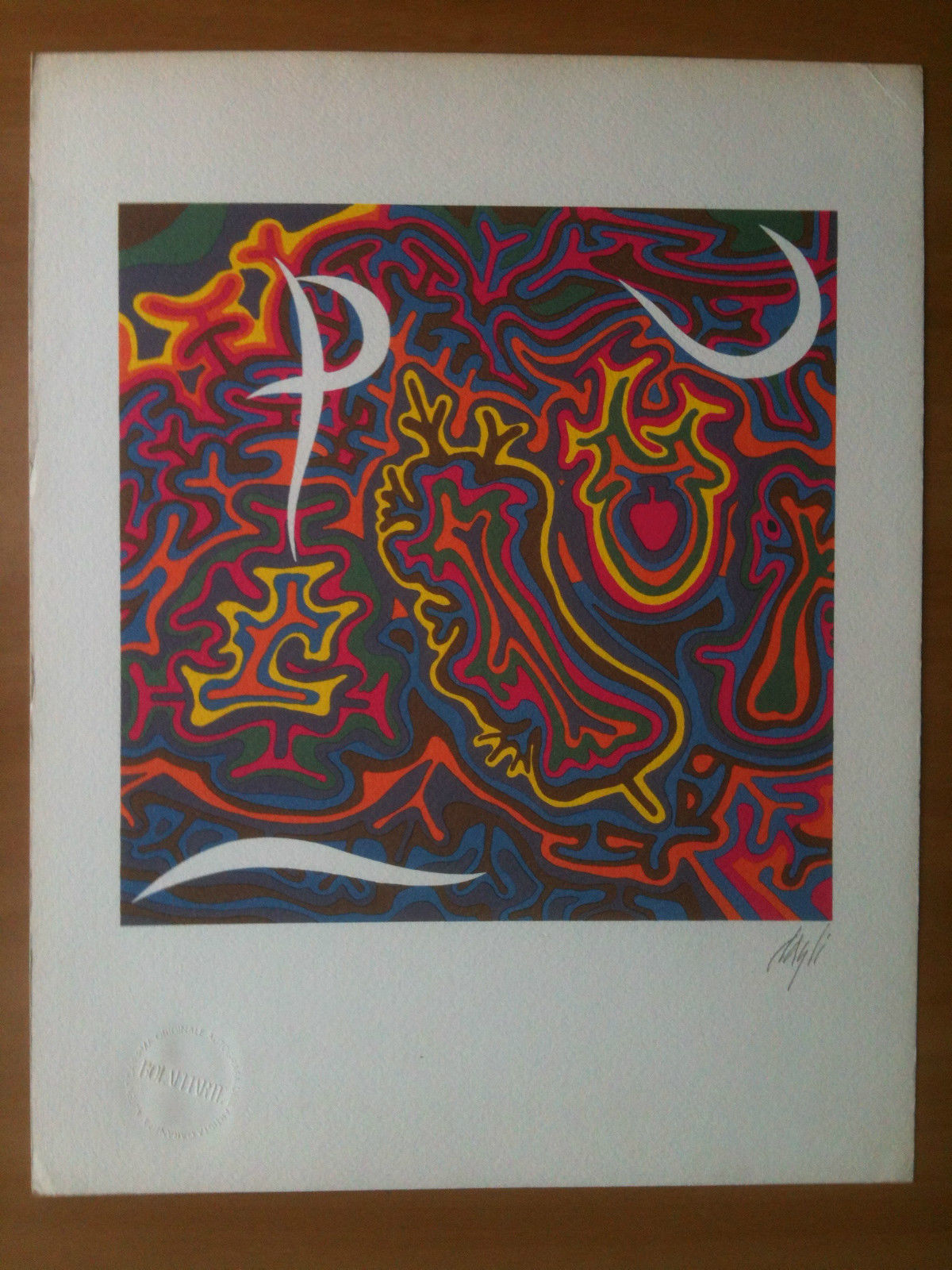 Fotolitografia numerata lettera "P" di Corrado Cagli firma autografa Bolaffi