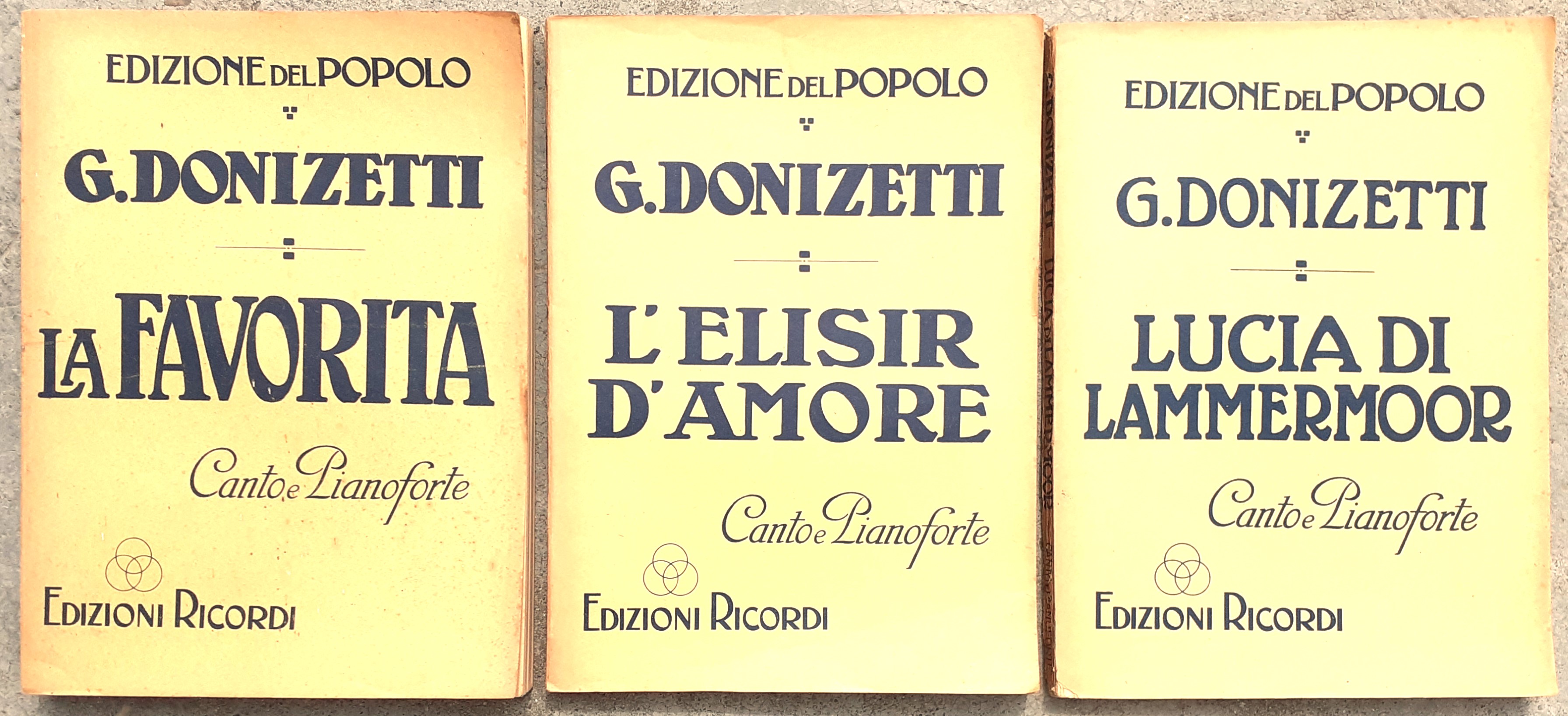 G. Donizetti "Tre spartiti Opere complete Canto e Pianoforte Edizioni …
