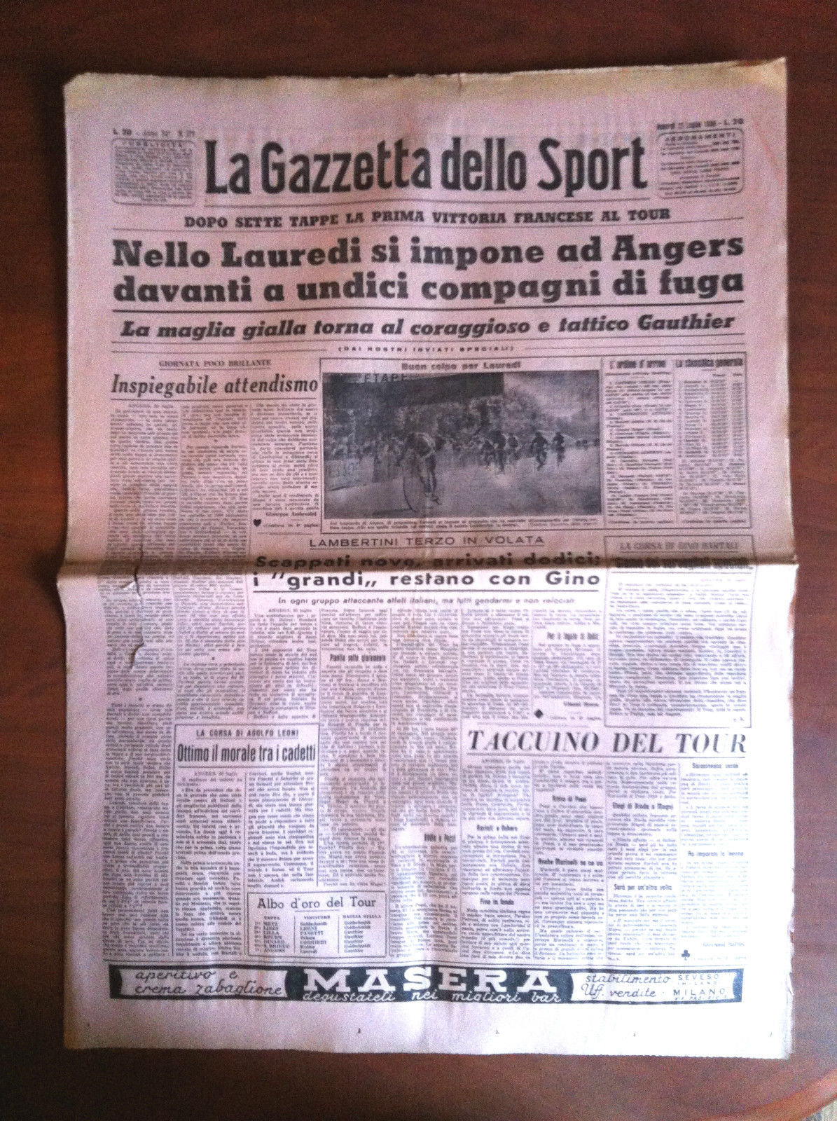 Gazzetta dello sport 21 Luglio 1950 Tour de France Nello …