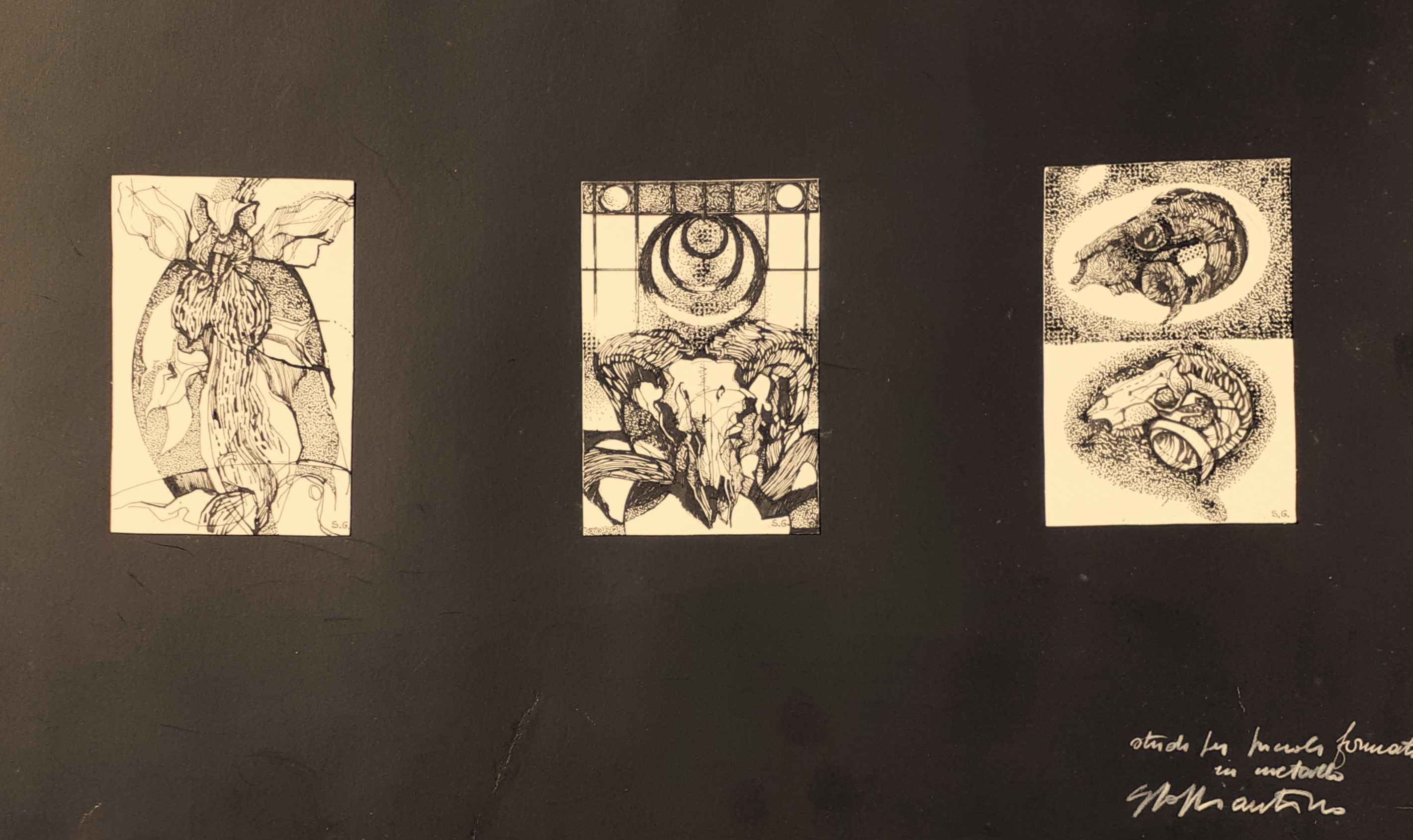 Giacomo Soffiantino tre disegni "Studio per piccoli formati in metallo" …