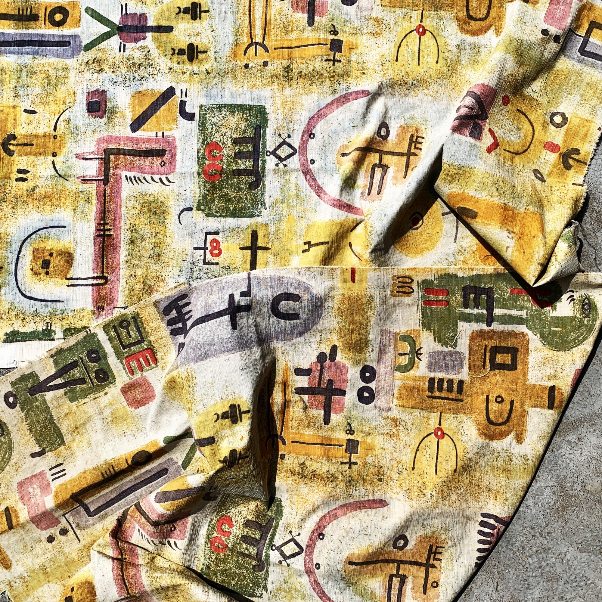 Gio Pomodoro -frammanti di "Tessuto Tasmania" stampa in serigrafia 1956