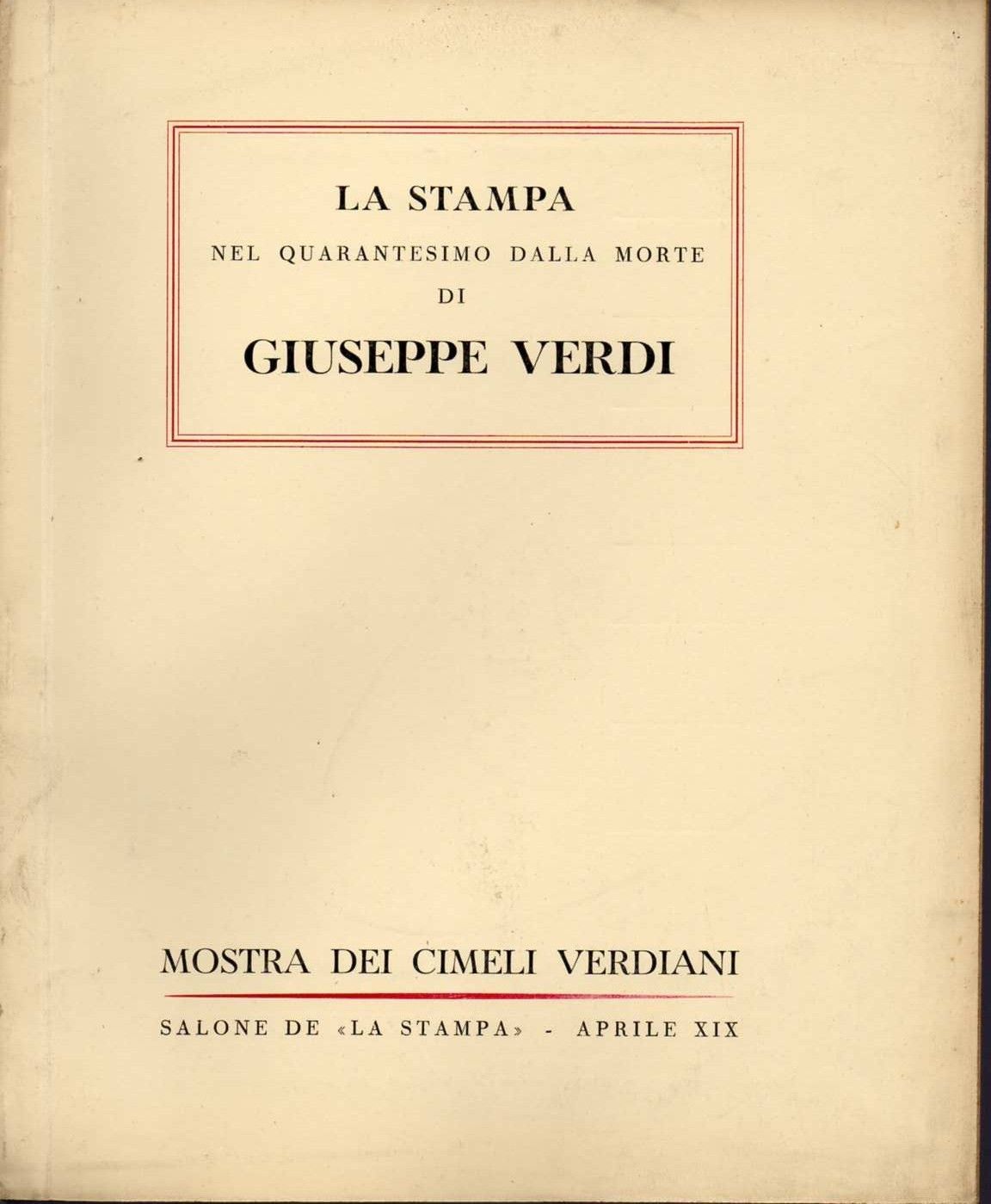 Giuseppe Verdi mostra dei cimeli Torino 1941
