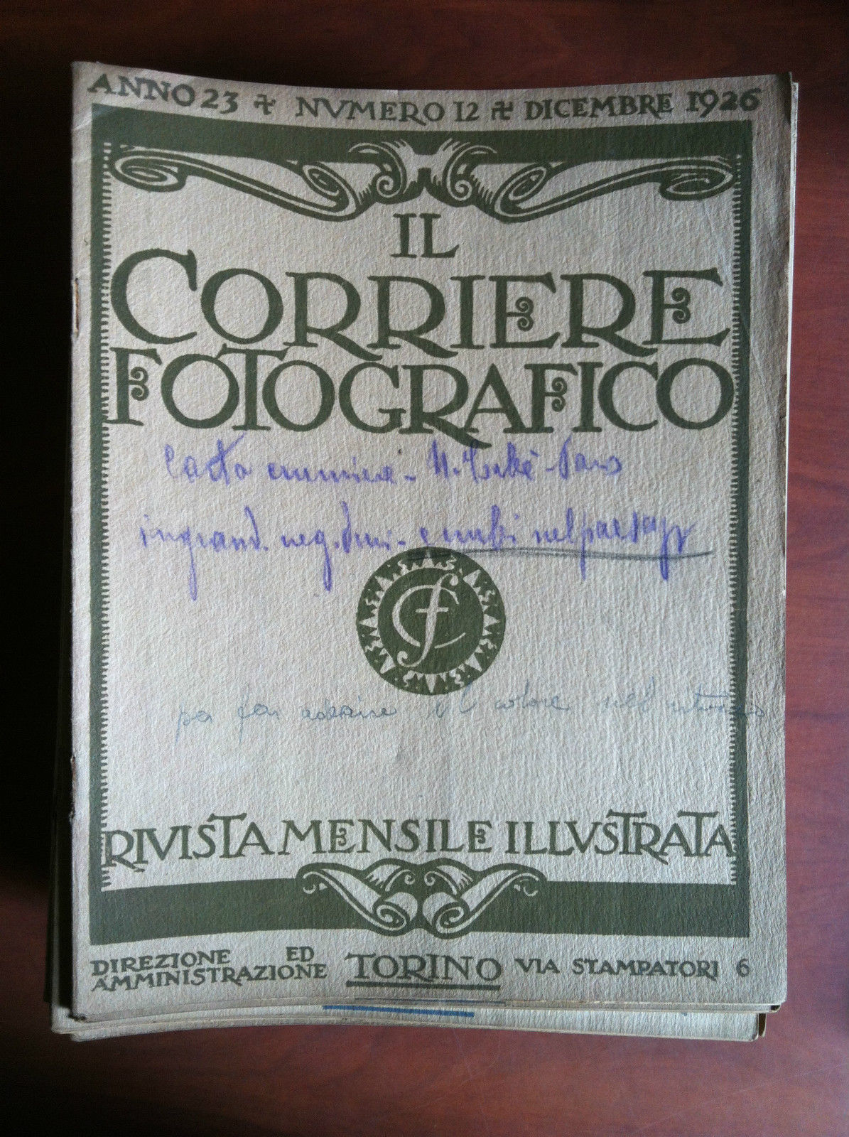Il Corriere Fotografico anno 23 n^ 12 Dicembre 1926 - …