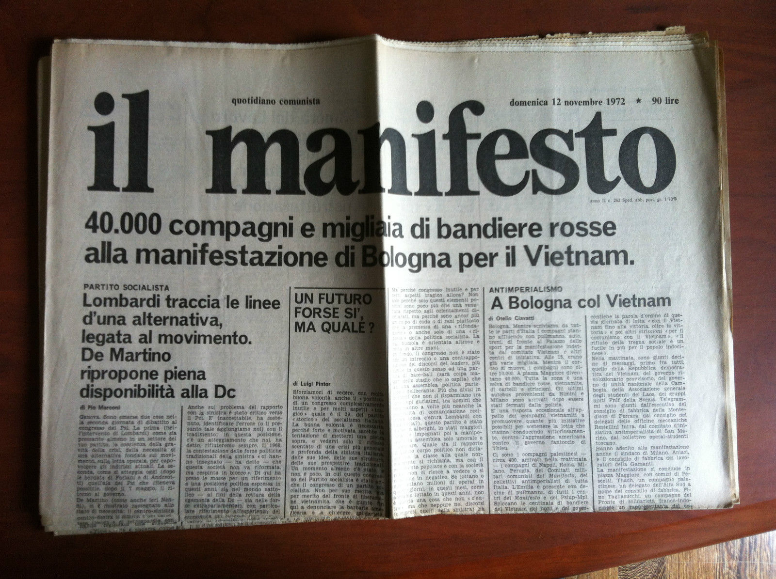 Il Manifesto anno II n^ 262 Domenica 12 Novembre 1972 …