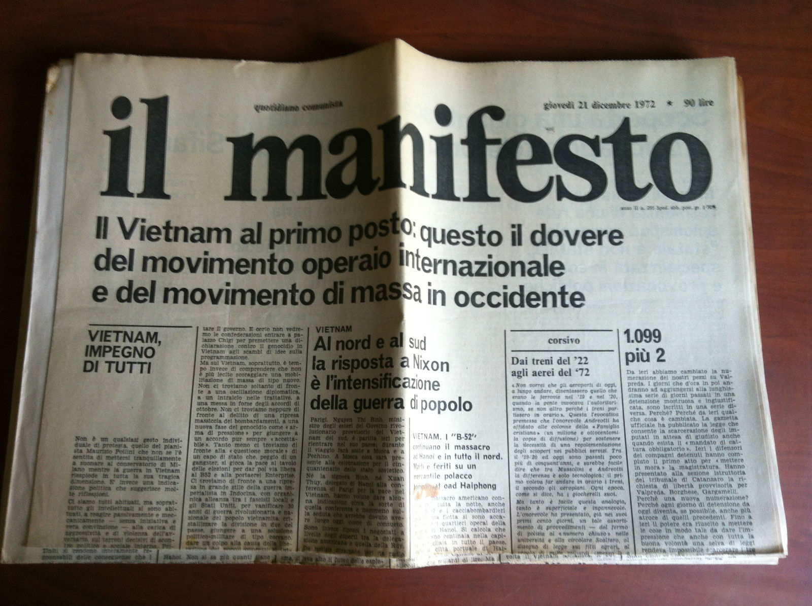 Il Manifesto anno II n^ 295 Giovedì 21 dicembre 1972 …