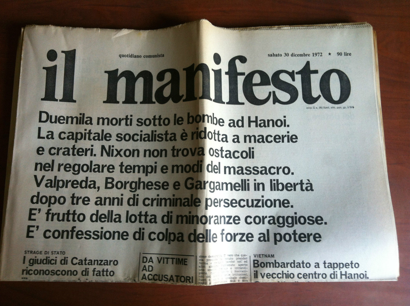 Il Manifesto anno II n^ 302 Sabato 30 dicembre 1972 …