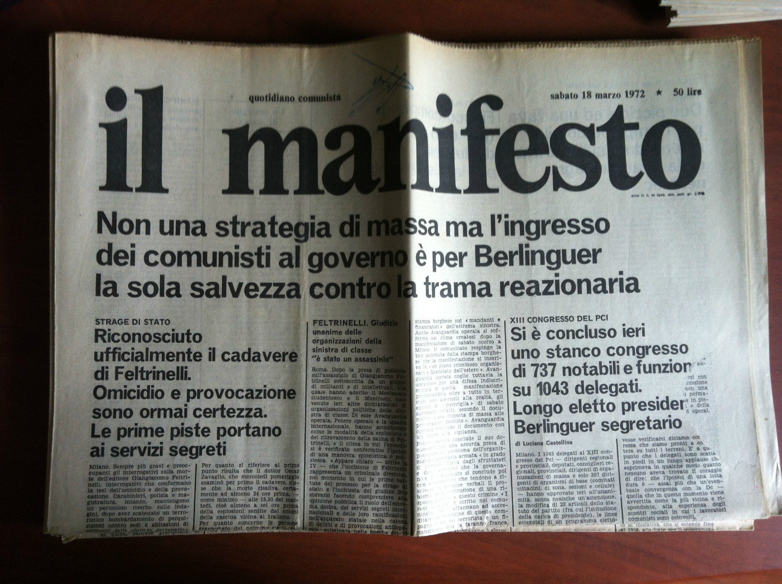 Il Manifesto anno II n^ 64 Sabato 18 marzo 1972 …