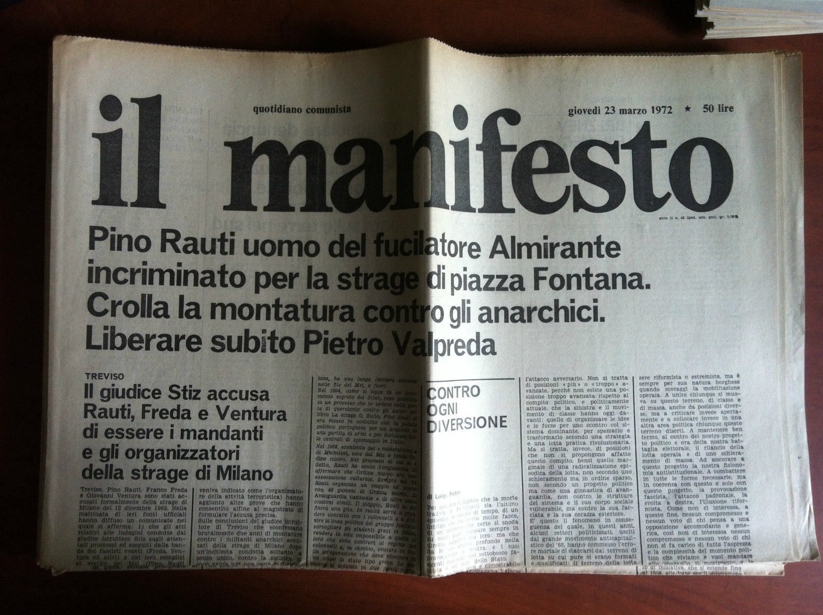 Il Manifesto anno II n^ 68 GHiovedì 23 marzo 1972 …