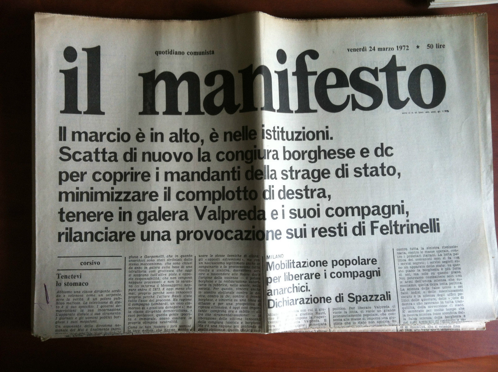 Il Manifesto anno II n^ 69 Venerdì 24 marzo 1972 …